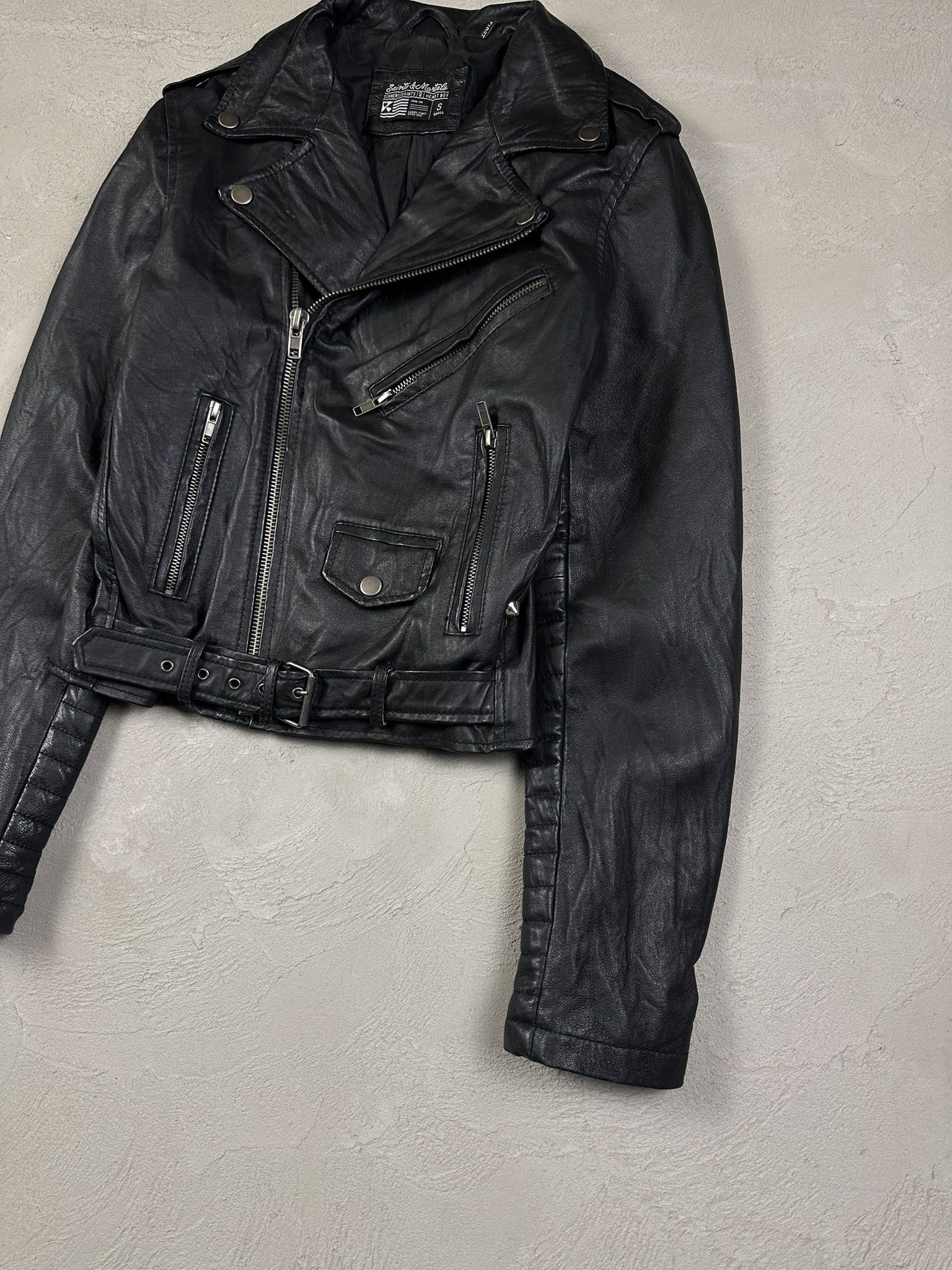 Vintage 00s Vintage Leather Ramonese Biker Moto Boxy Jacket Size S / US 4 / IT 40 - 3 Thumbnail