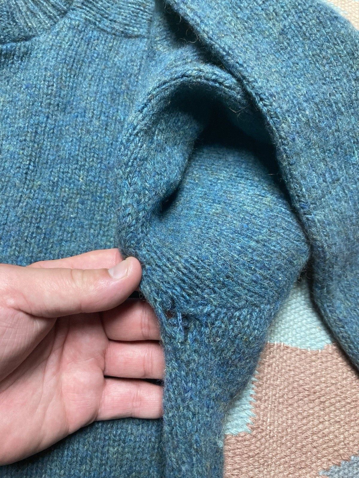 Vintage 50s 60s knit sweater sears wool camel blend distressed large Size US L / EU 52-54 / 3 - 6 Thumbnail