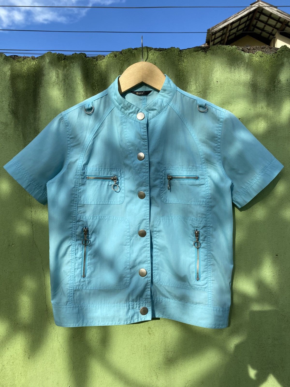 Japanese Brand Zakle Vintage Turquoise Utility Zip Shirt Archive Style 90s Size US M / EU 48-50 / 2 - 1 Thumbnail