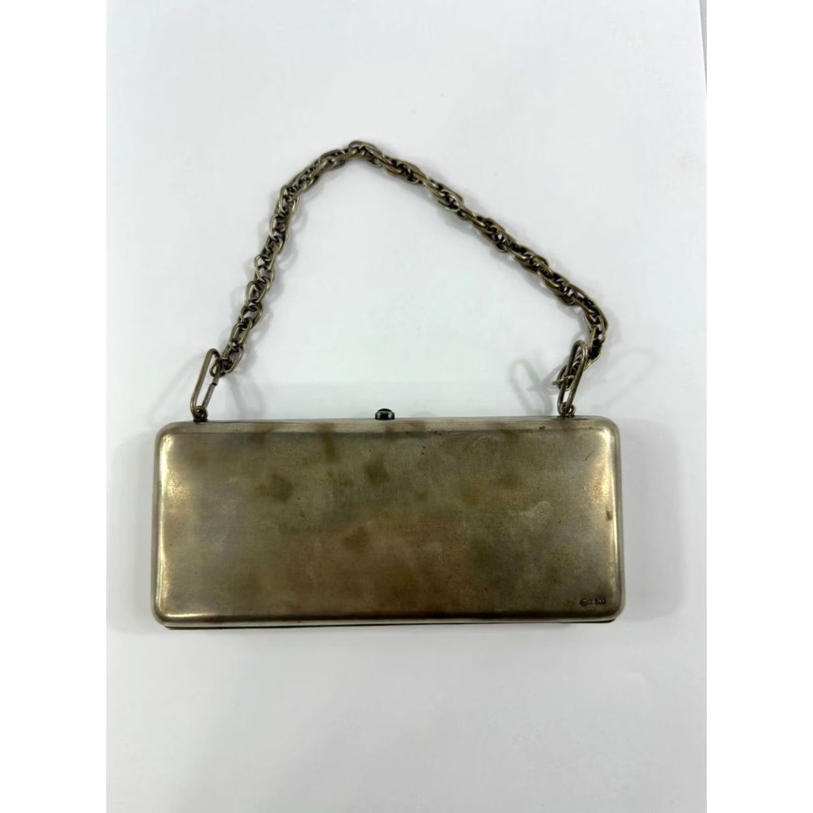 Vintage VINTAGE Antique 800 Silver Art Deco Evening Clutch Purse Etched Floral Design Chain Monogram 375g Silver Purse Womens Size ONE SIZE - 6 Thumbnail