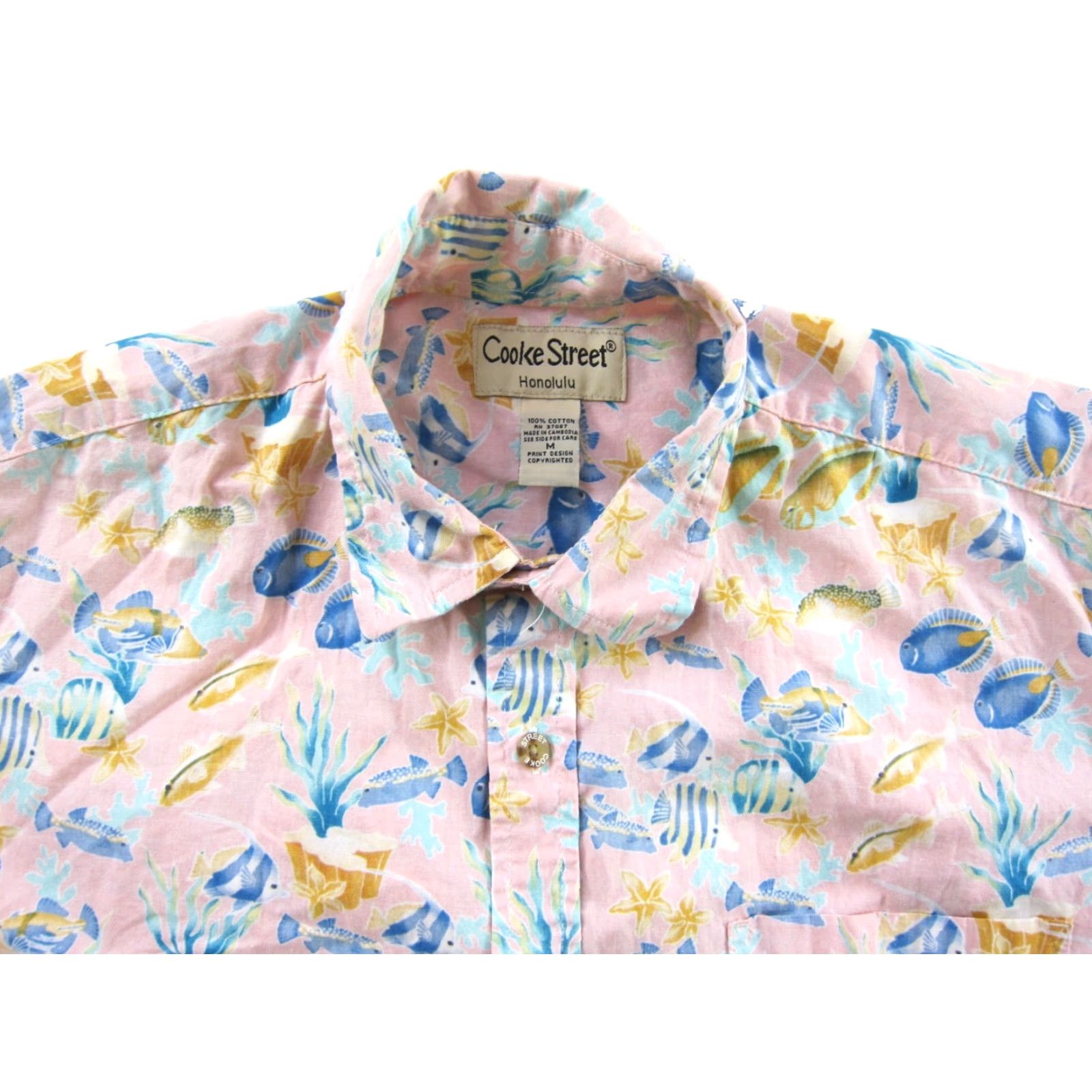 Pinko Cooke Street VTG Pink Blue Yellow Fish Button Down Short Sleeve Hawaiian Shirt M Size US M / EU 48-50 / 2 - 4 Thumbnail
