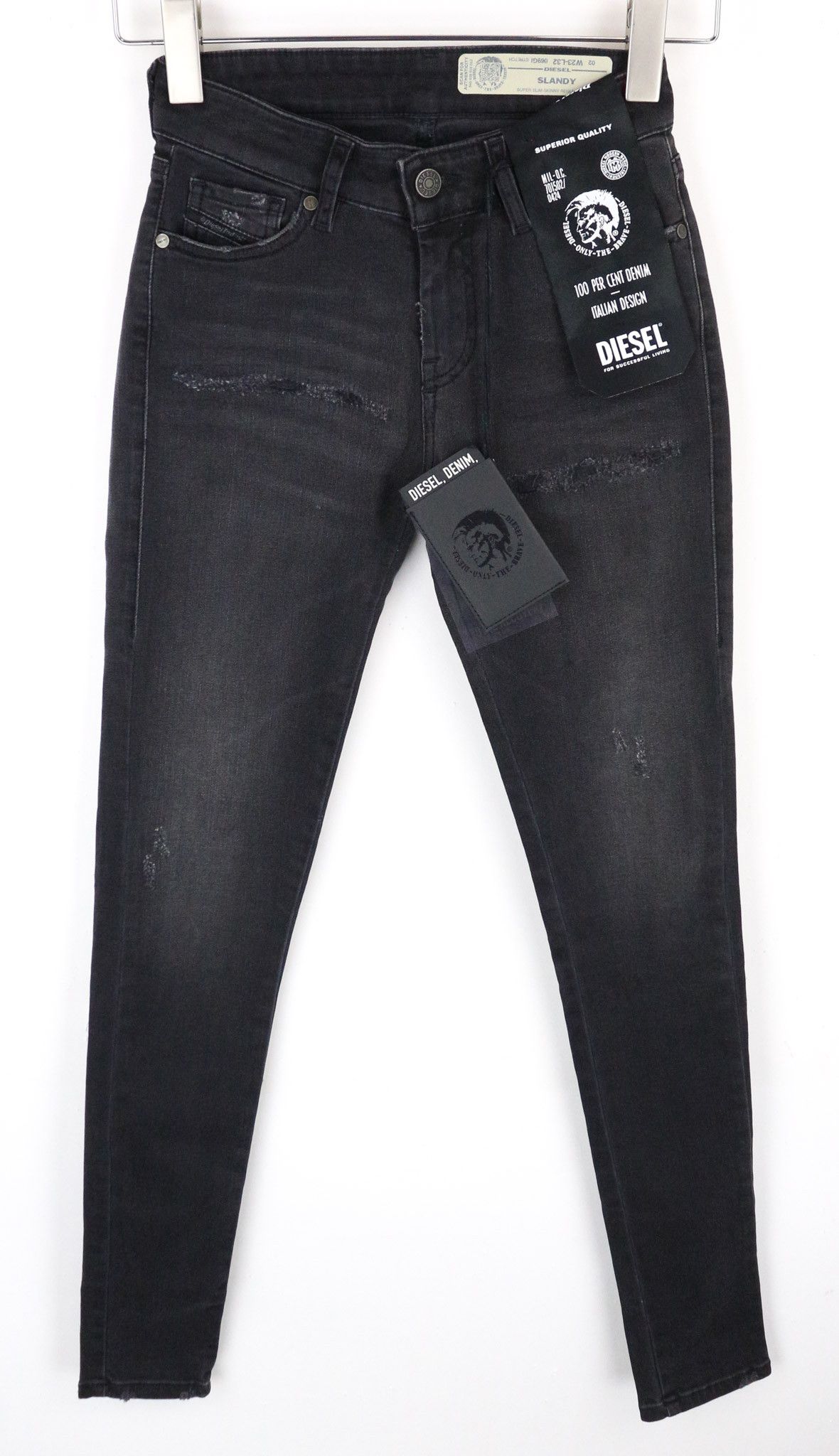 Diesel SLANDY 069GI W23/L32 Grey Stretch Distress Jeans 69899 Size 23" - 1 Thumbnail