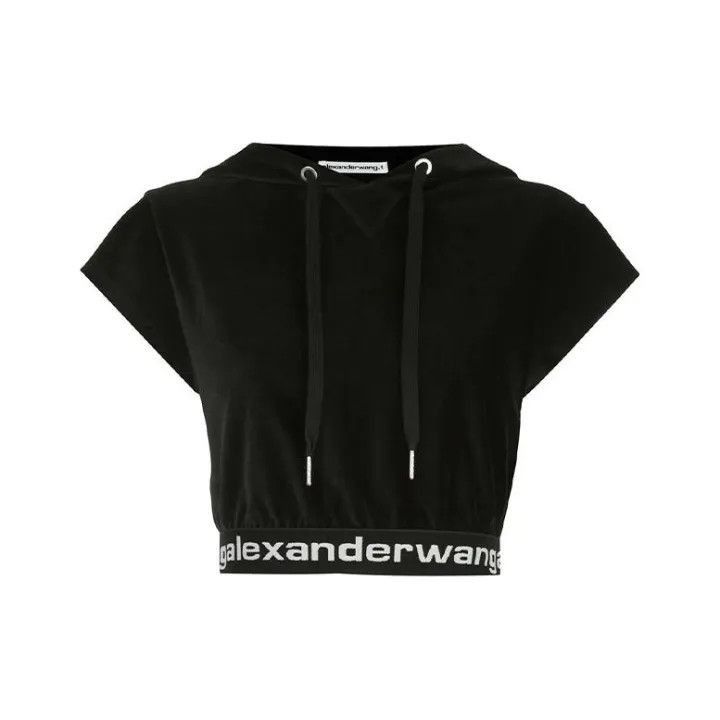 Alexander Wang Alexander Wang Black Corduroy Crop Hoodie - Size XS / US 0-2 / IT 36-38 - 1 Thumbnail