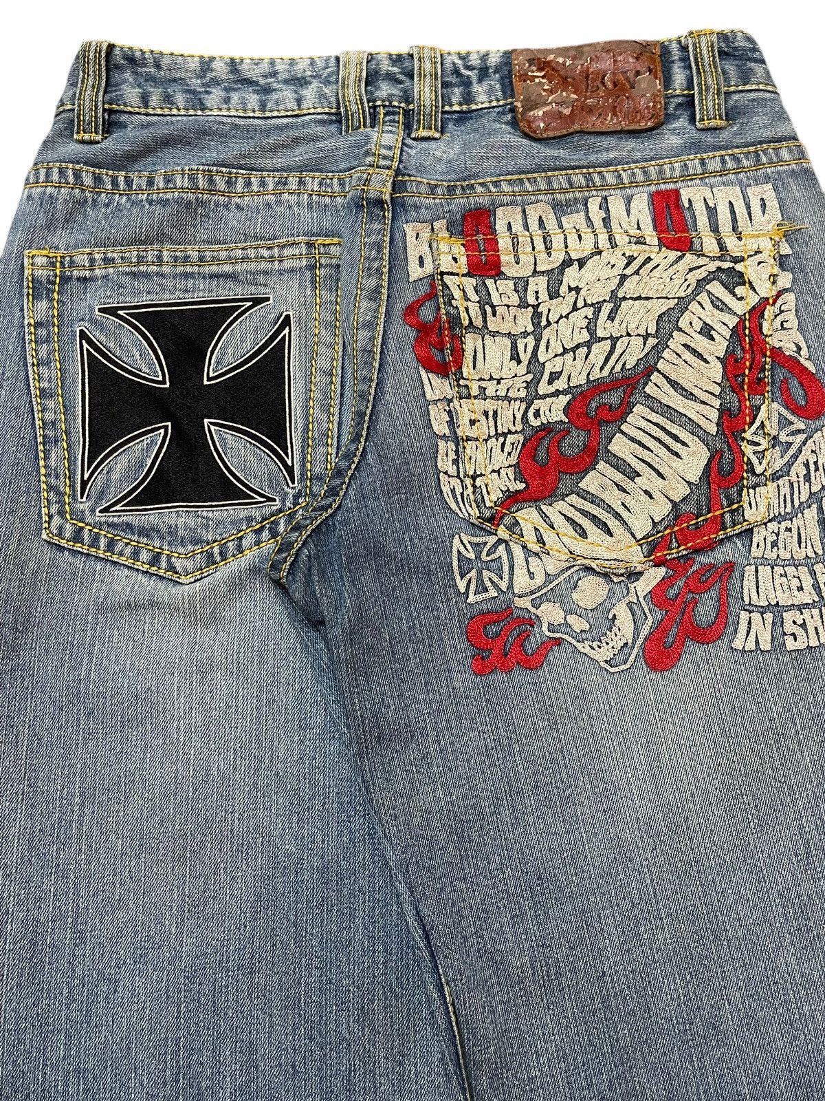 14th Addiction Vintage Japanese Seditionaries Skull Embroidered Baggy Jeans Size US 30 / EU 46 - 6 Thumbnail