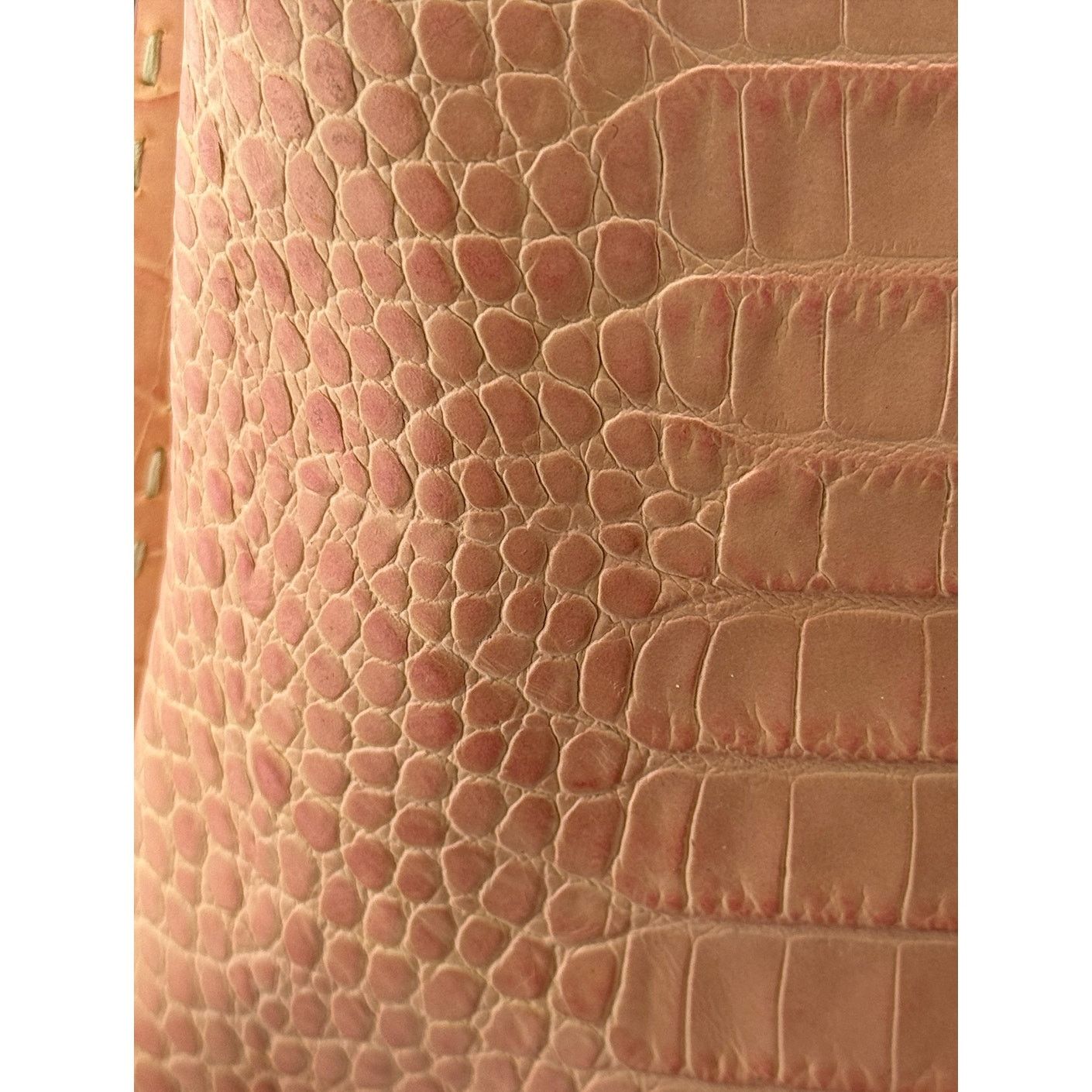 Bcbgmaxazria NWT NEW VTG BCBG MAXAZRIA Croc Embossed Bag Pink Silver Bag Size ONE SIZE - 10 Thumbnail
