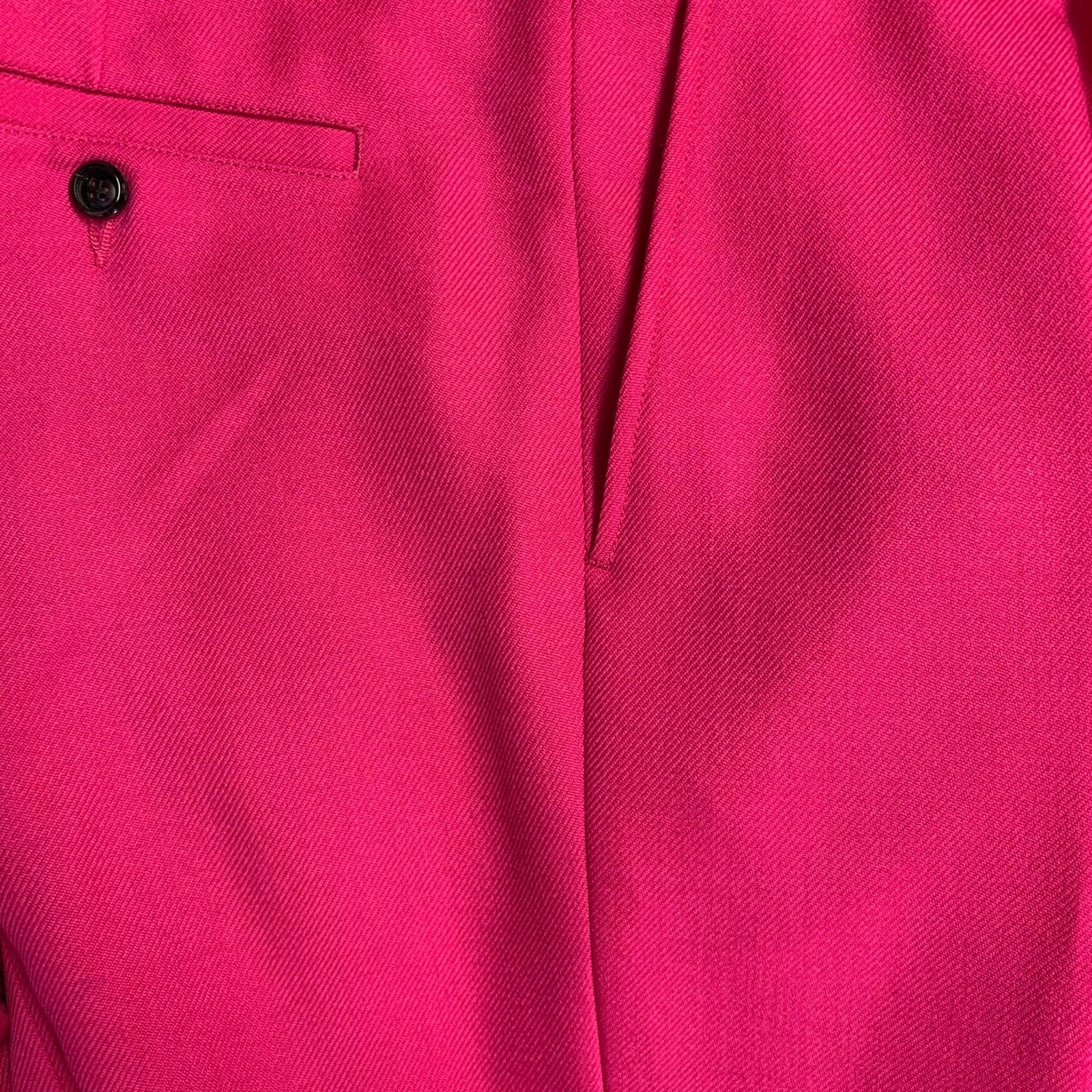 AMI Size 36 Fuchsia Pink Black Wool Peak Lapel Suit Size 36R - 15 Thumbnail