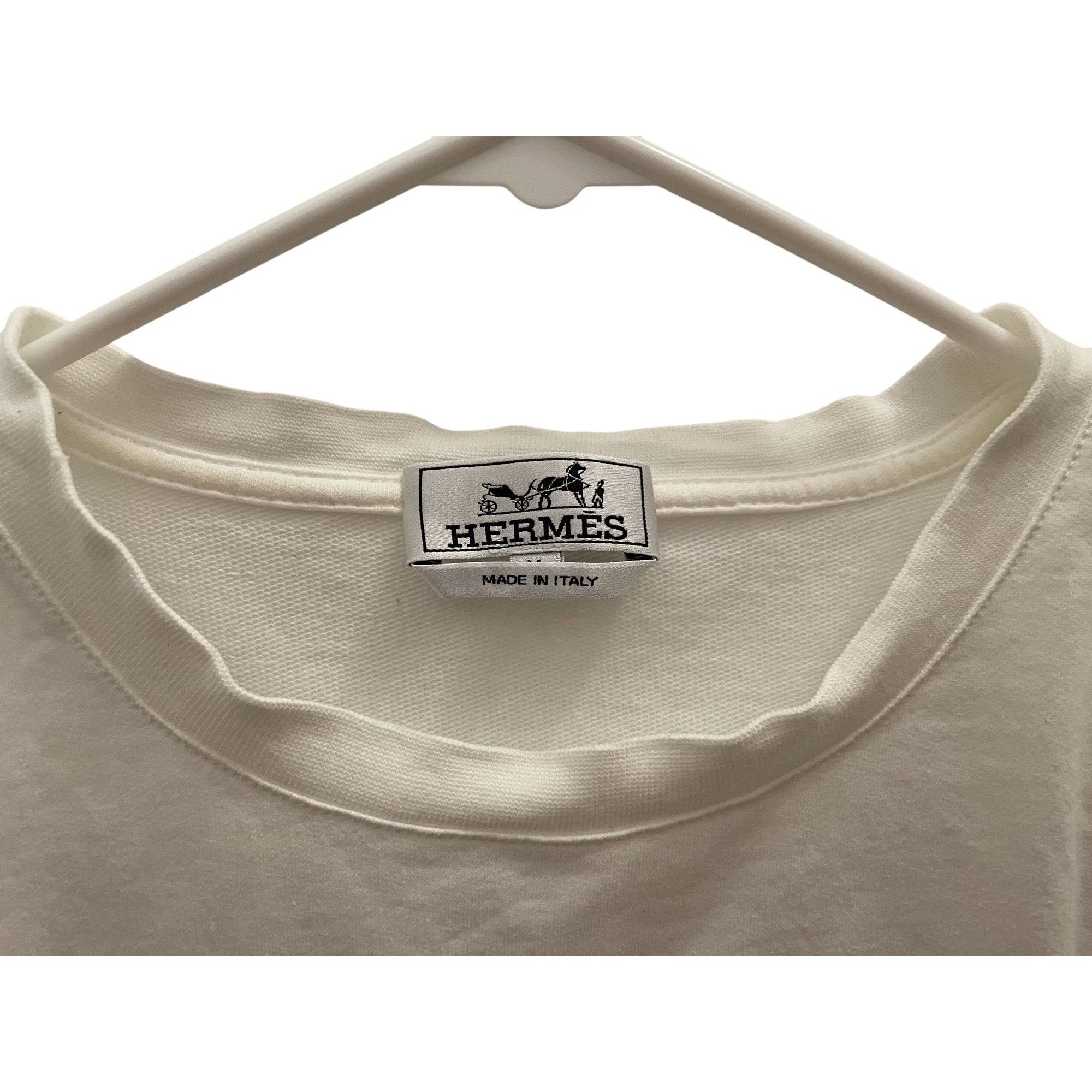 Hermes Hermès White Cotton T-Shirt With Black Robot Embroidery Made Size US M / EU 48-50 / 2 - 5 Thumbnail
