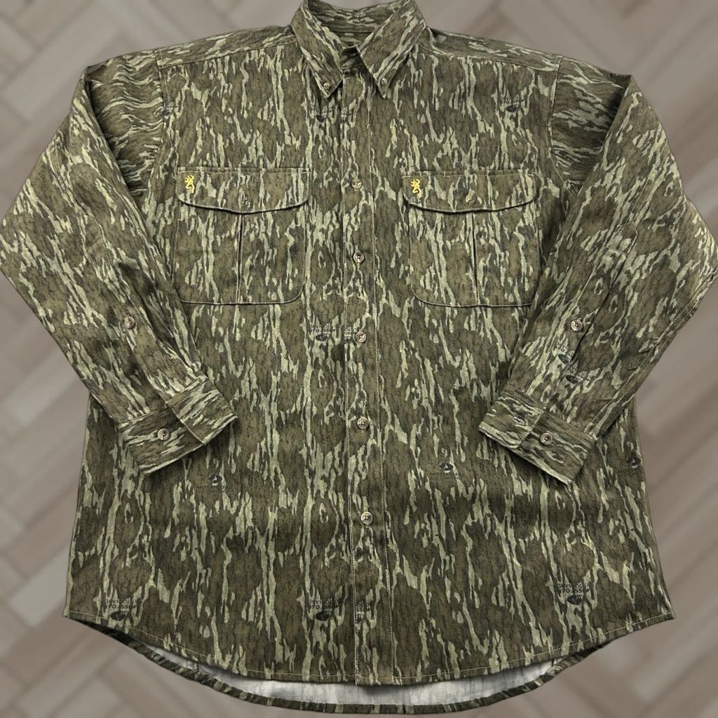 Vintage Browning CamO Long Sleeve Heavy Button-Up Hunting Shirt Mens L Green Size US L / EU 52-54 / 3 - 1 Thumbnail