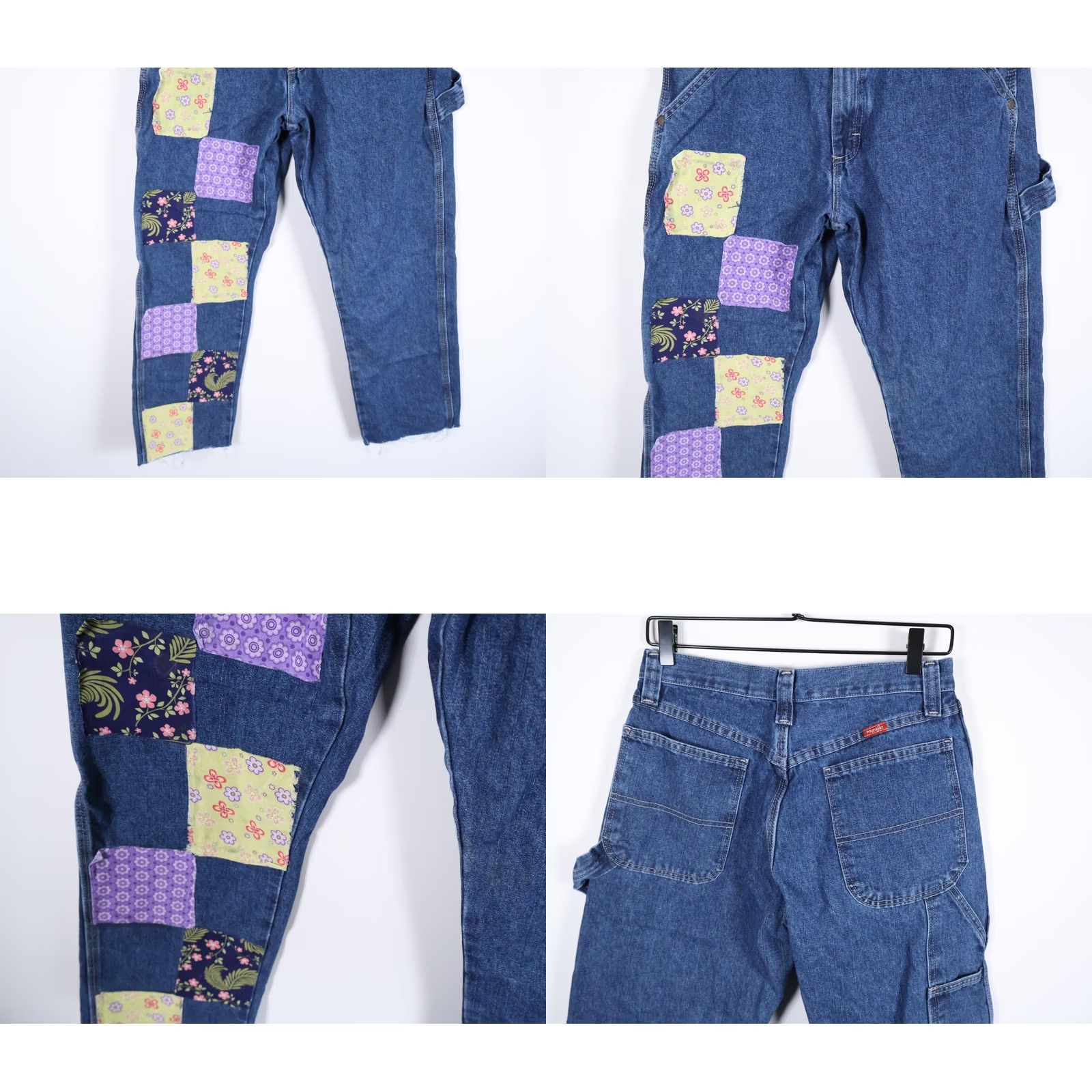 Wrangler VINTAGE Wrangler Patchwork Jeans Women's 28 x 28 Blue Carpenter Boho Hippie Patchwork 5-Pocket Denim Jeans Womens Regular Inseam 28 Royal Blue Size 28" / US 6 / IT 42 - 9 Thumbnail