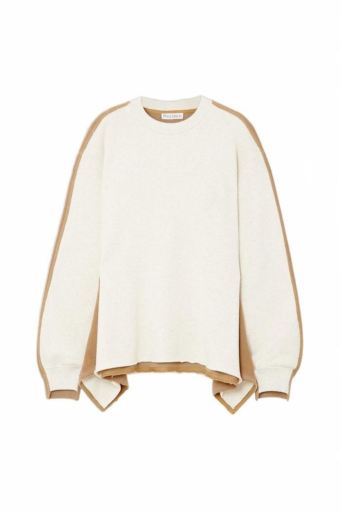image of J W Anderson J.w.anderson Draped Paneled Terry Jersey Crewneck Sweatshirt in Beige, Women's (Size M