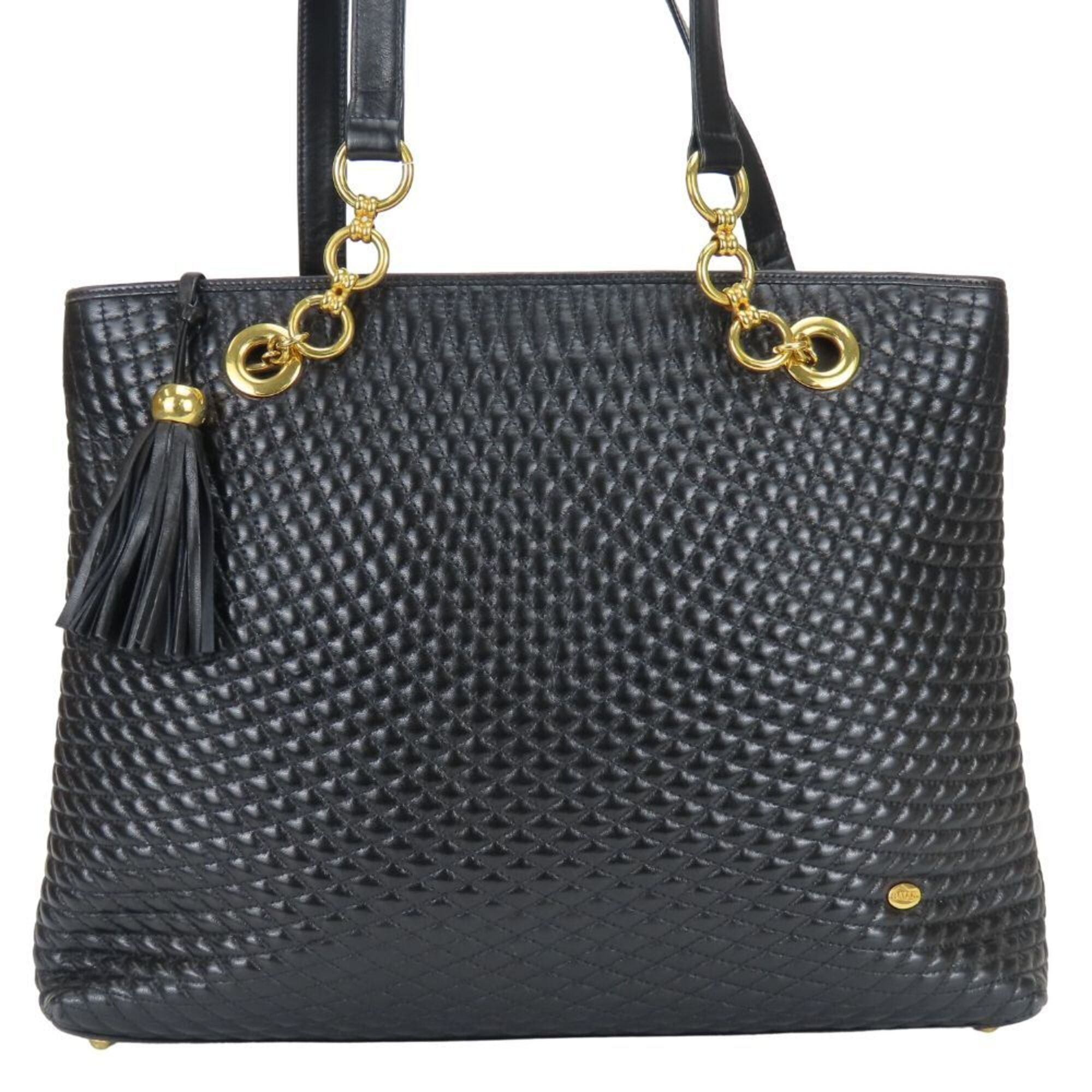Bally Bally tote bag, quilted leather, black, gold hardware, chain, fringe, women's. Size ONE SIZE - 1 Thumbnail