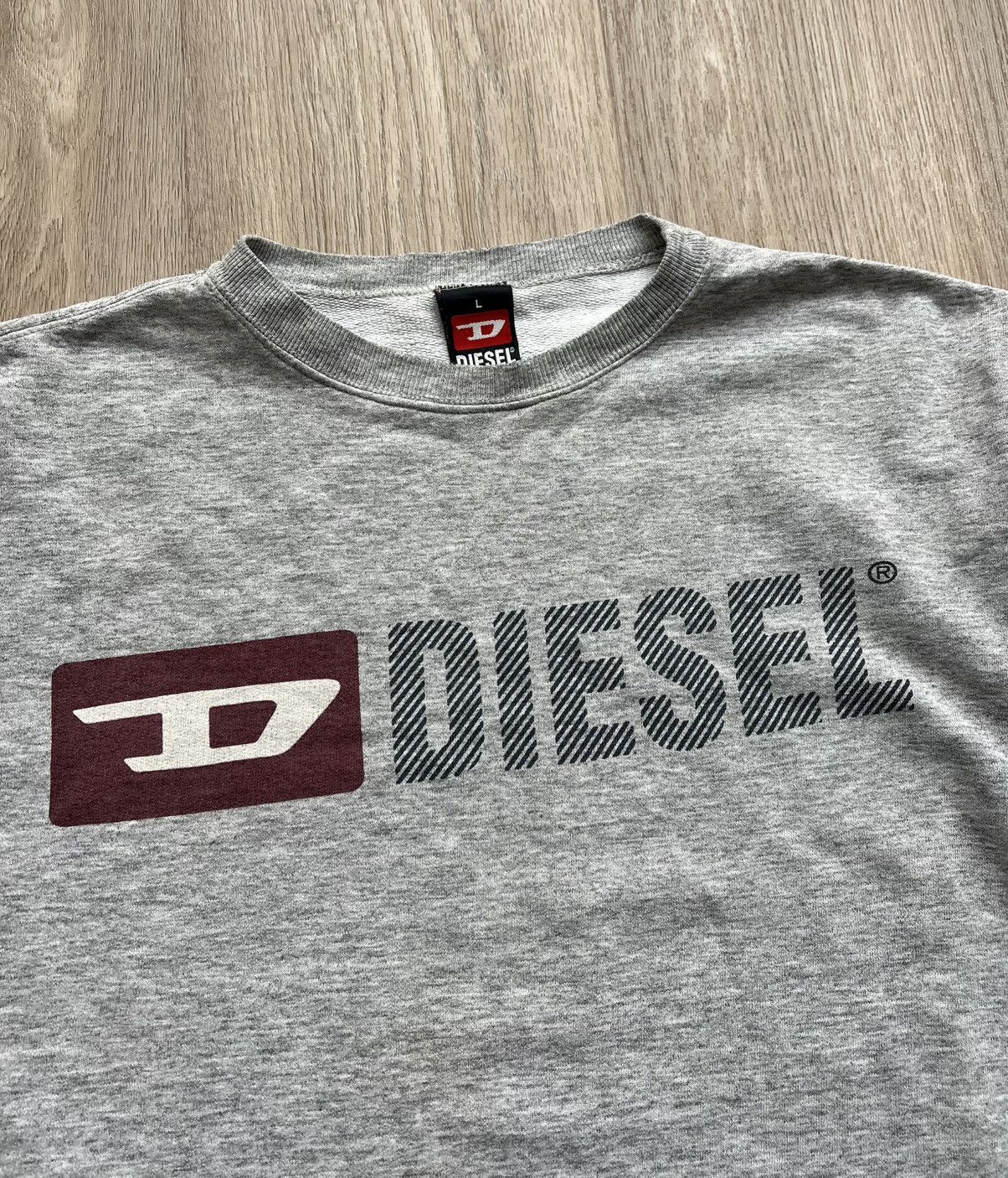 Diesel × Vintage Vintage Diesel Gray Sweatshirt Big Logo Size US L / EU 52-54 / 3 - 5 Thumbnail