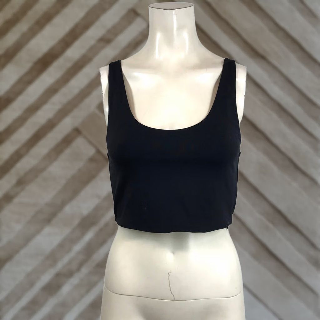 Vintage Babaton Black Contour Scoopneck Crop Top M Sleeveless Tank Womens Slim Cropped Size M / US 6-8 / IT 42-44 - 1 Thumbnail