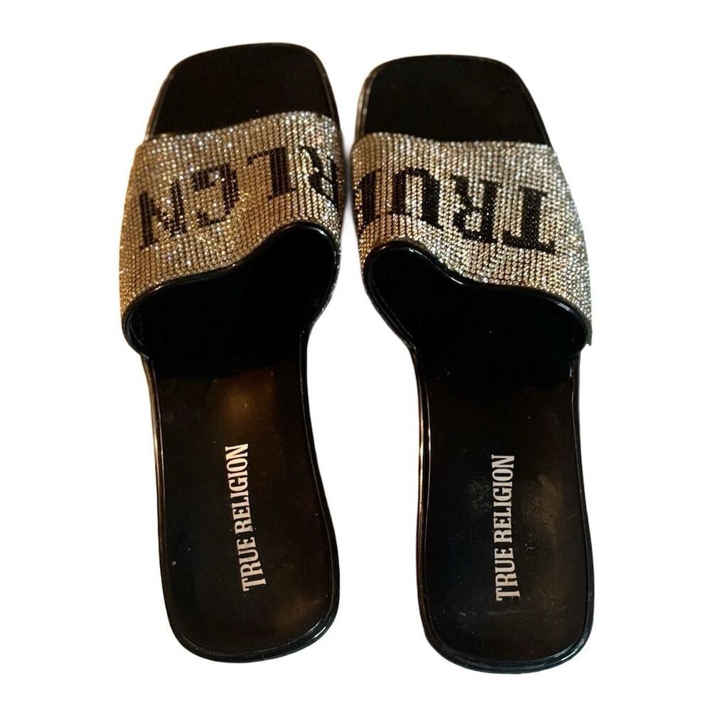 True Religion True Religion Women's Bling Rhinestone Chunky Heel Slide Sa Size US 9.5 / IT 39.5 - 7 Thumbnail