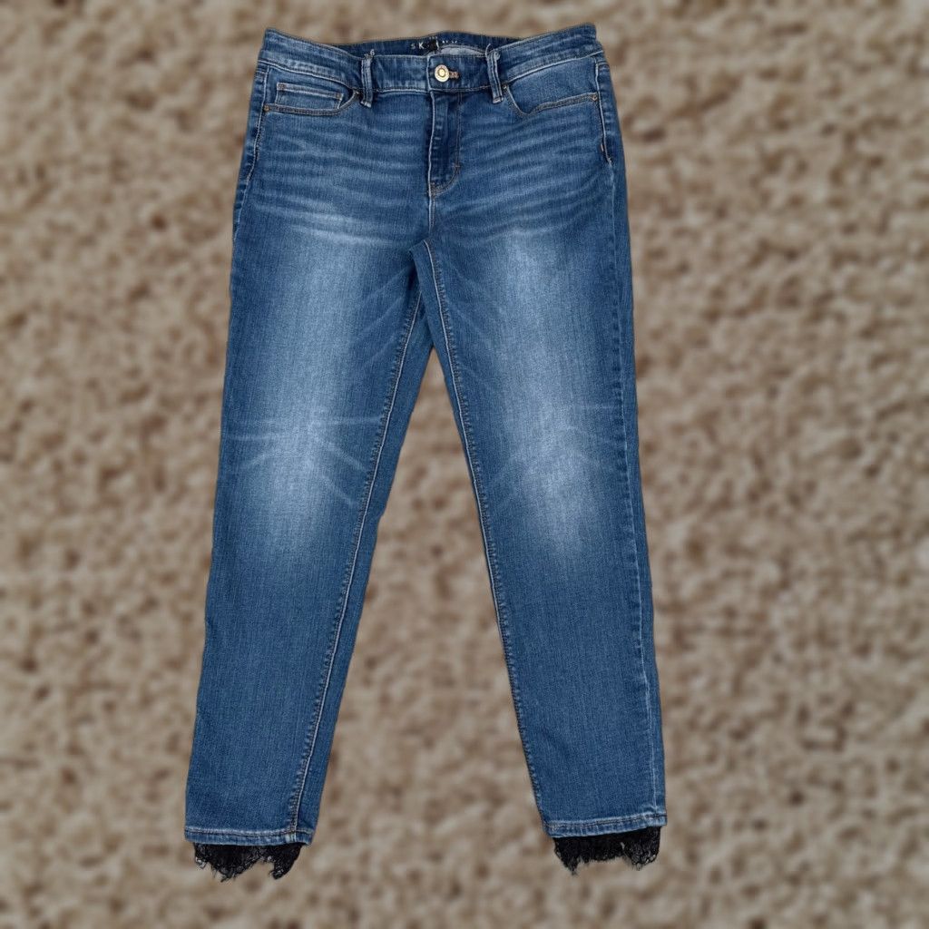 White House Black Market White House Black Market Jeans 6 Blue Skinny Mid Cotton Blend 30x25 Women Size 28" / US 6 / IT 42 - 1 Thumbnail