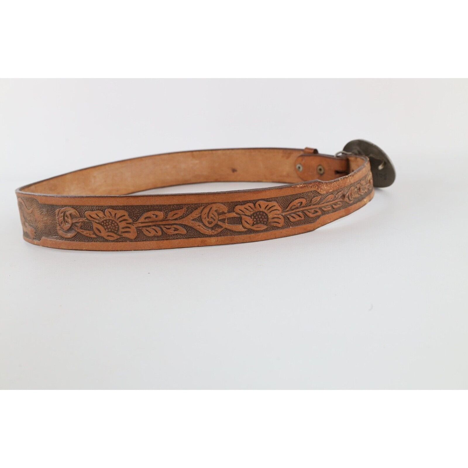 Vintage Vintage 70s Streetwear Flower Floral Tiger Leather Belt Size 36 - 5 Thumbnail