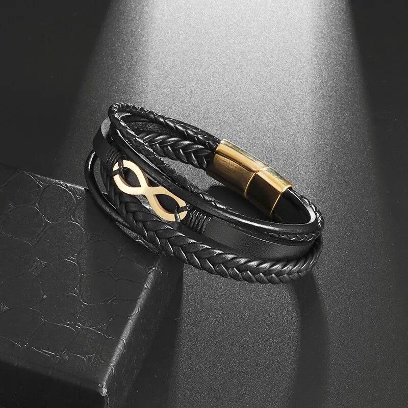Leather × Vintage Retro Multilayered Leather Bracelet Size ONE SIZE - 2 Thumbnail