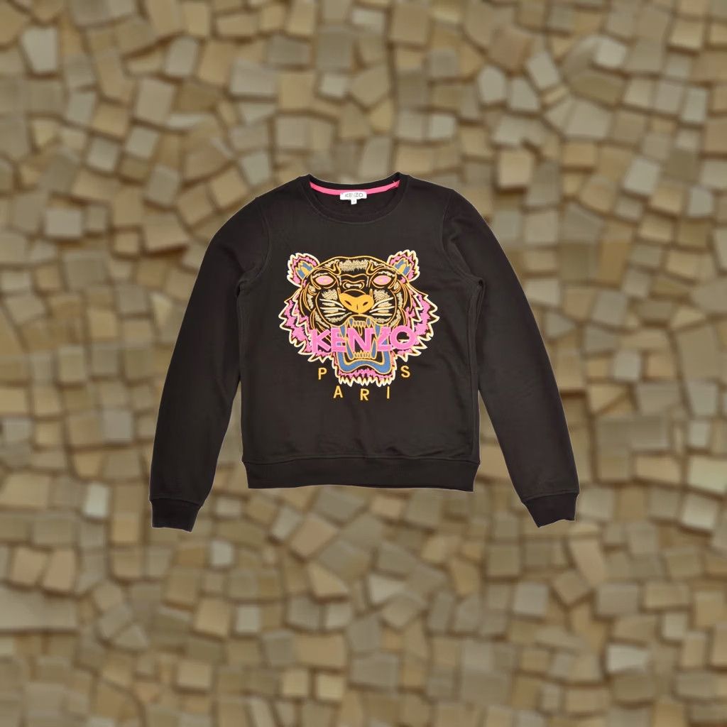 Kenzo Kenzo Tiger Womens Sweatshirt F655SW0014XC Made in Portugal Size S Black Pullover Sweatshirt Women Tiger Activewear 90s? Size S / US 4 / IT 40 - 1 Thumbnail