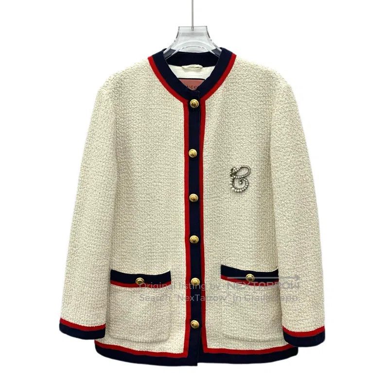 Gucci Gucci Beige diamond-inlaid cotton round neck single-breast Size XS / US 0-2 / IT 36-38 - 1 Thumbnail