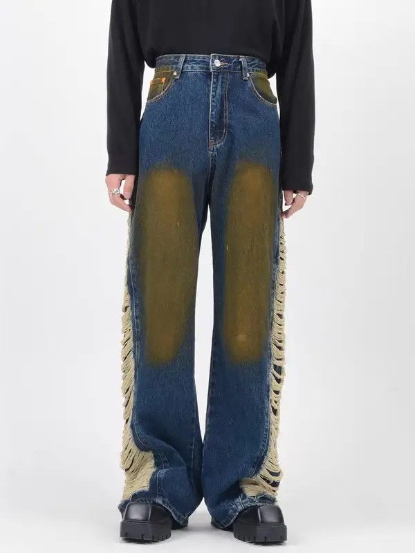 Japanese Brand VIBE Street retro ripped jeans with side holes and raw edges Size US 33 - 1 Thumbnail
