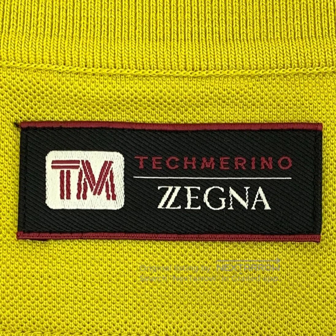 Ermenegildo Zegna Zegna Yellow Logo Patch Wool Collar Short Sleeve T-Shirt| Size US XL / EU 56 / 4 - 6 Thumbnail