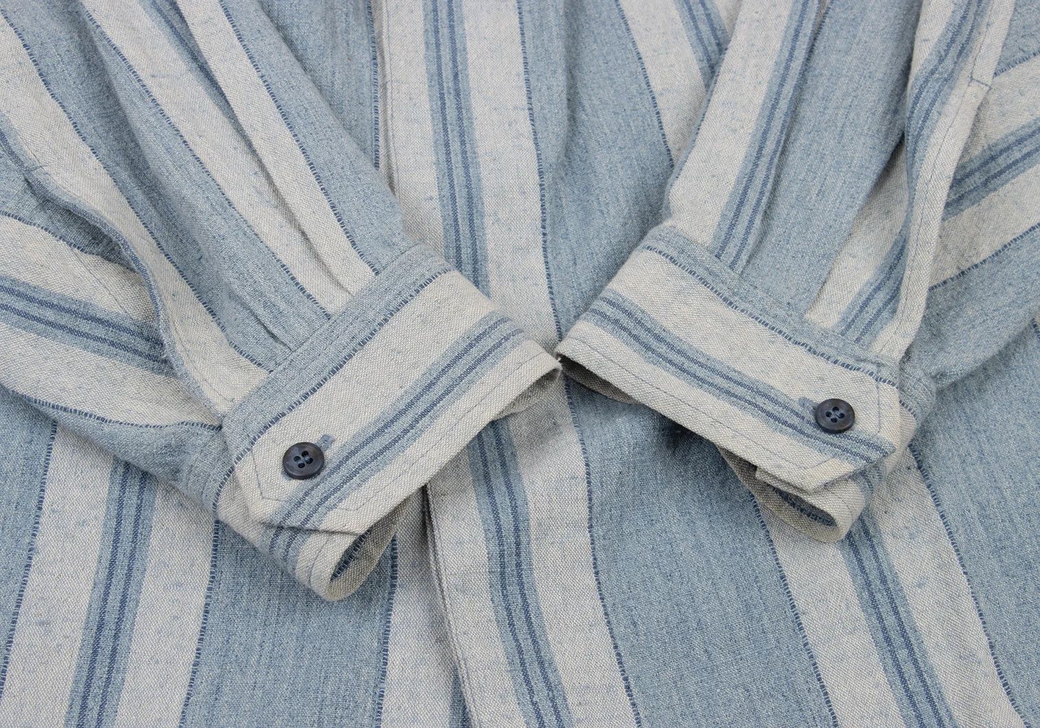 Issey Miyake Stand Neck Striped Shirt in Light Blue, Size M Size US M / EU 48-50 / 2 - 8 Thumbnail