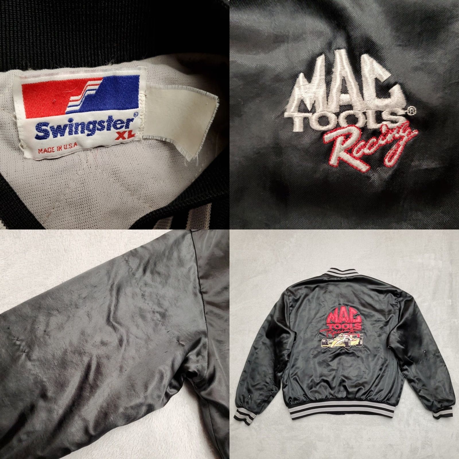 Vintage VINTAGE Mac Tools Jacket Mens XL Black Satin Racing Swingster Made in USA Indy Size US XL / EU 56 / 4 - 8 Thumbnail