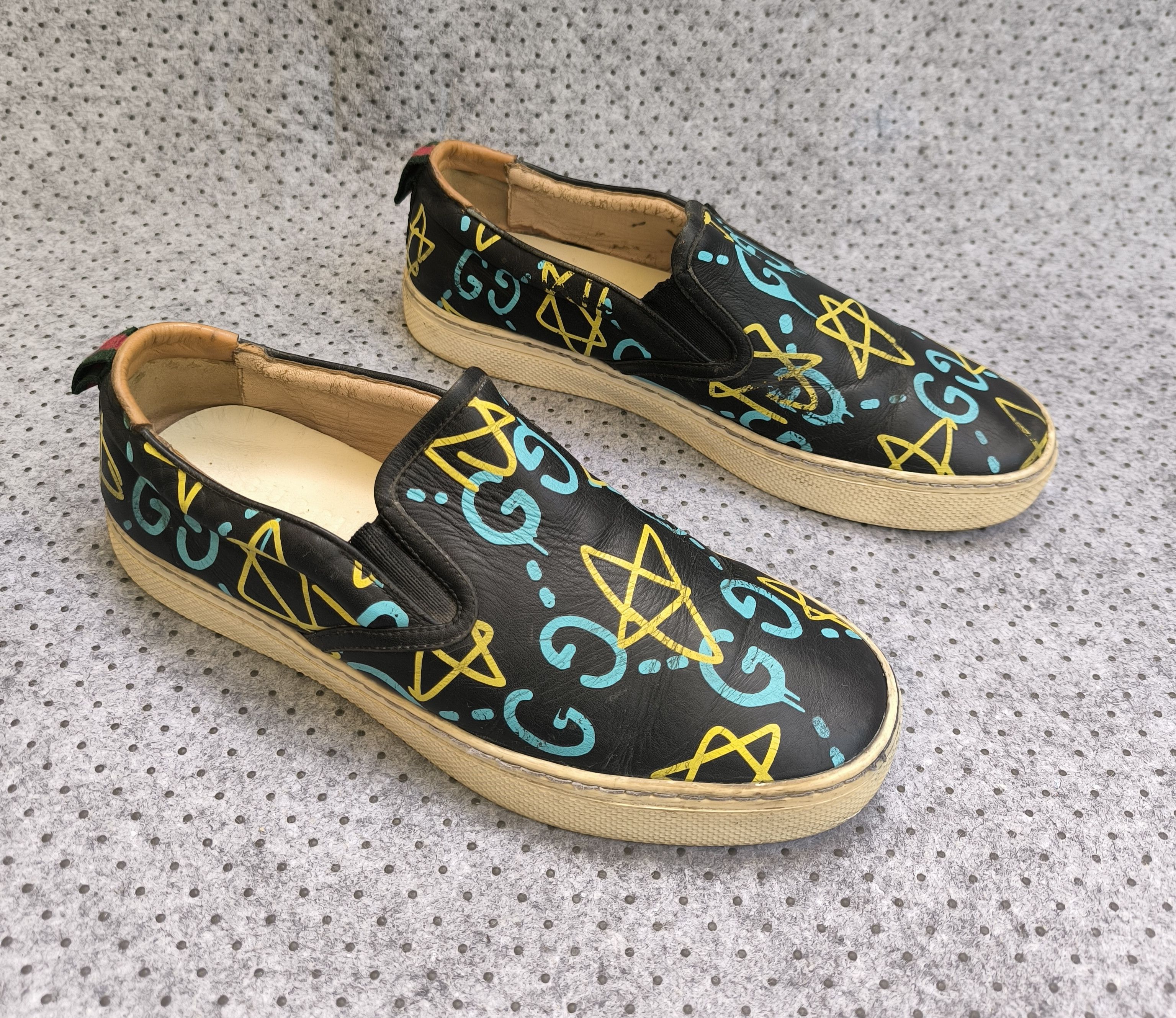 Gucci GUCCI Ghost GG graffiti leather slip on sneakers Size US 8 / EU 41 - 1 Thumbnail