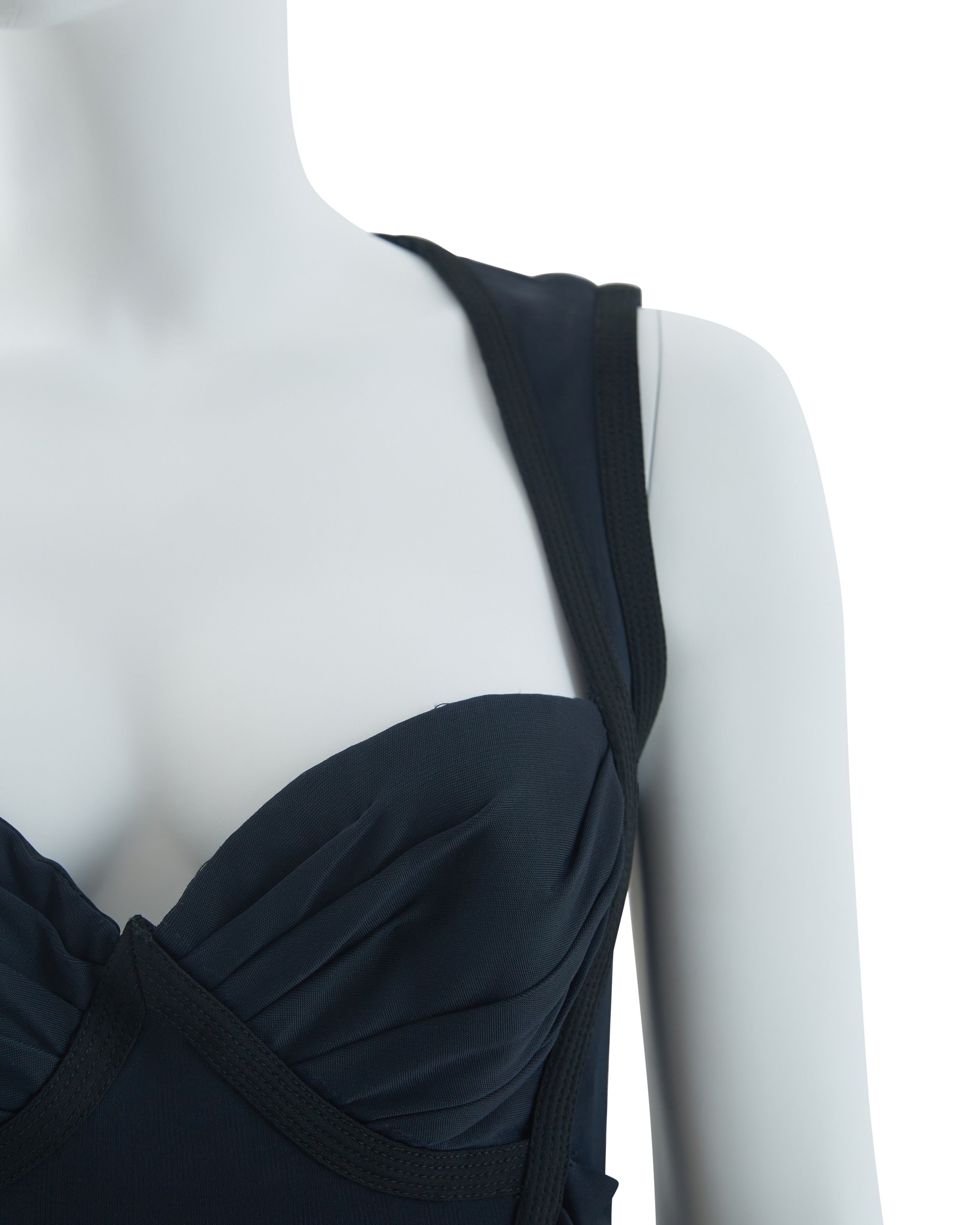 Versace S/S 1993 Blue and black gown jersey dress Size M / US 6-8 / IT 42-44 - 9 Thumbnail
