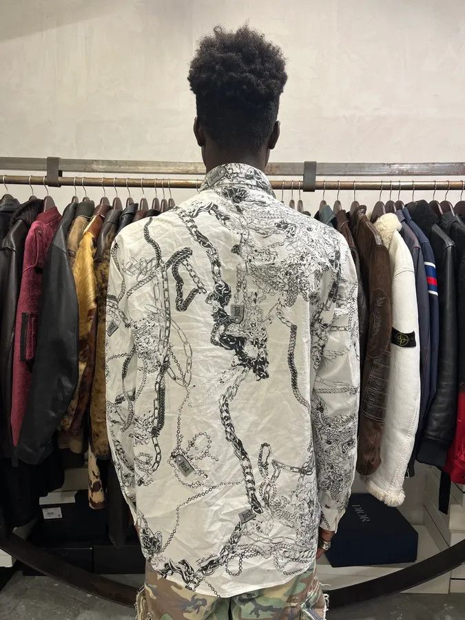 Just Cavalli AW2019 Cavalli White Chain Linked Mafia Shirt Size US S / EU 44-46 / 1 - 3 Thumbnail