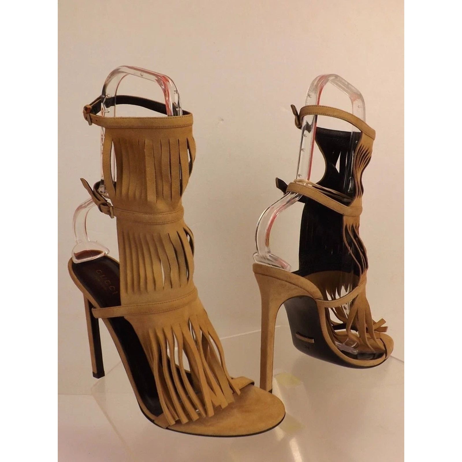 Gucci GUCCI BROWN SUEDE 347284 FRINGE GLADIATOR TALL SANDALS 36.5 Size US 6.5 / IT 36.5 - 8 Thumbnail