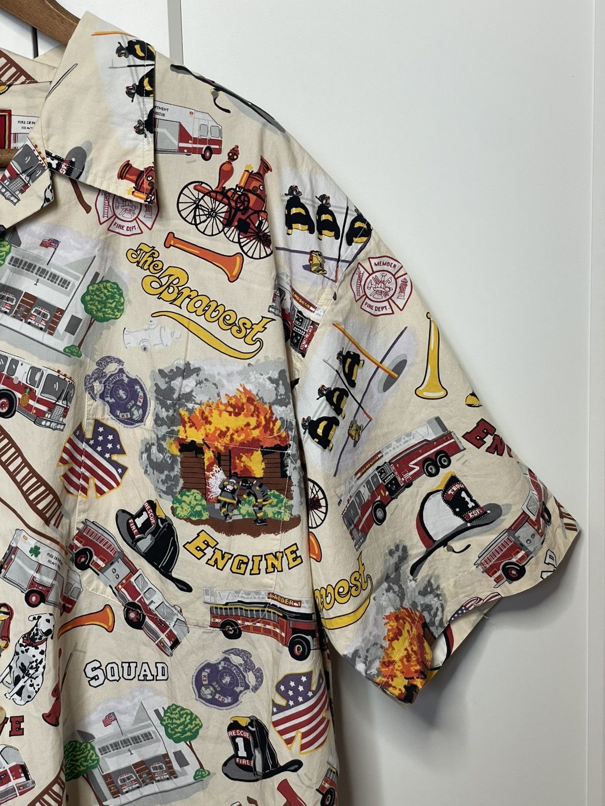 Vintage KIMOSHAN MEN’S FIREMAN COTTON BUTTON SHORT SLEEVE SHIRT Size US XL / EU 56 / 4 - 5 Thumbnail