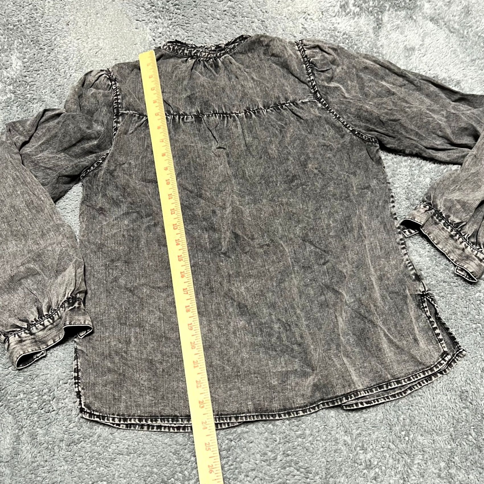 Rails Rails Shirt Womens Medium Camille Acid Wash Ruffle Faded Black Size M / US 6-8 / IT 42-44 - 7 Thumbnail