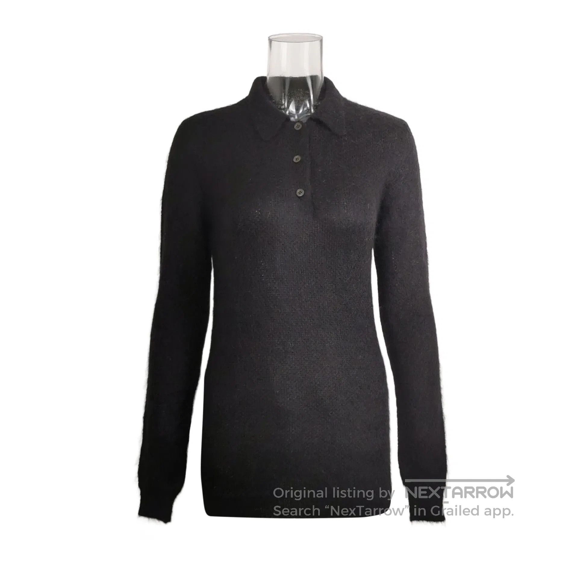 Prada Prada Black Wool Blend Polo Sweater . Size L / US 10 / IT 46 - 1 Thumbnail