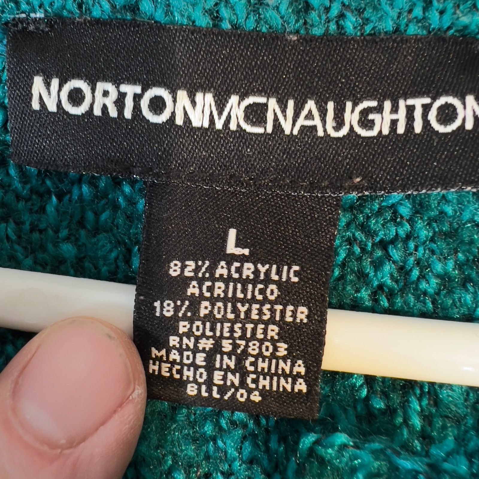 Other Norton McNaughton Sweater Woman's Large Green Fluffy Fringe Size L / US 10 / IT 46 - 2 Thumbnail