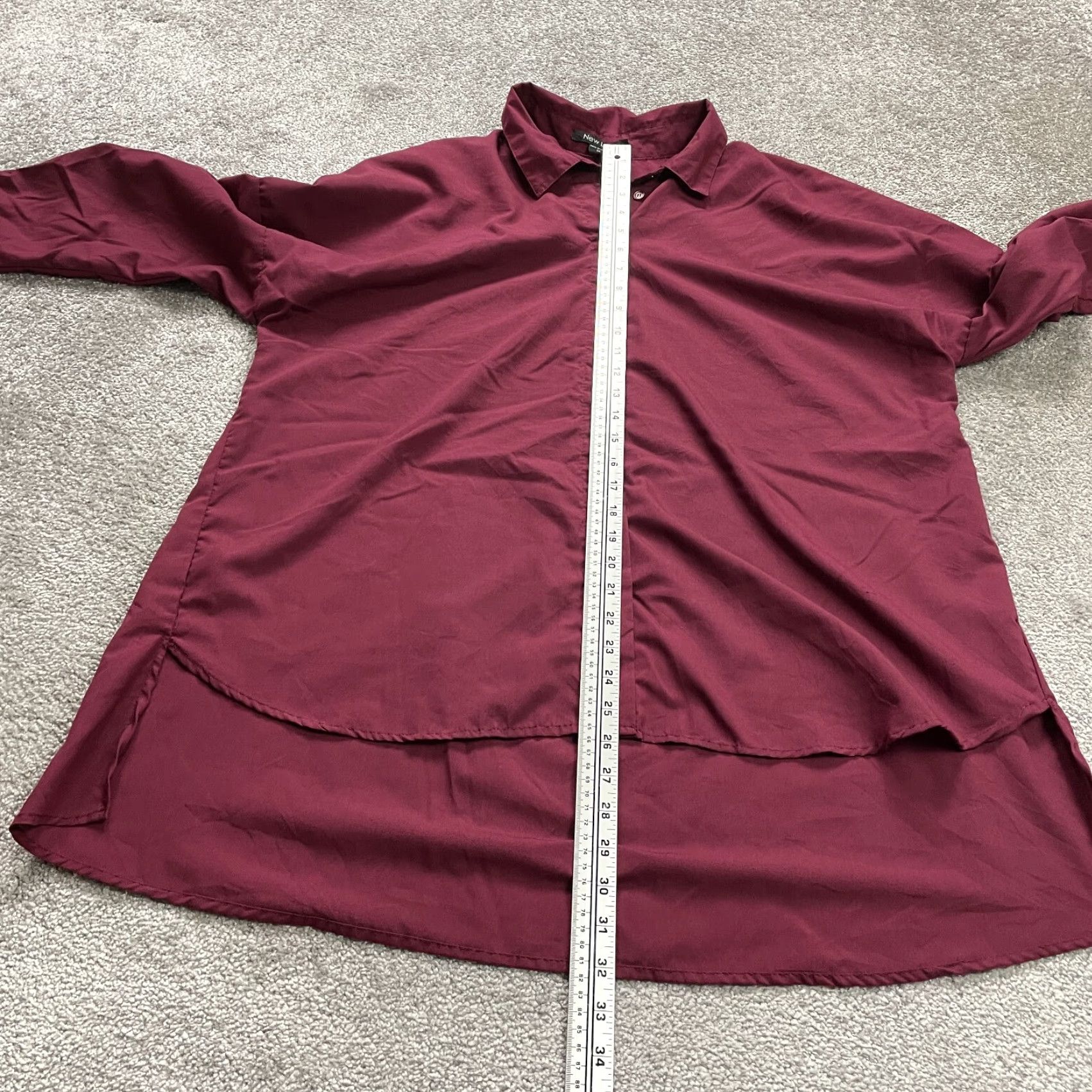 New Look New Look Button Down Shirt Womens XL Maroon Long Sleeve High Low Business Casual Size XL / US 12-14 / IT 48-50 - 7 Thumbnail
