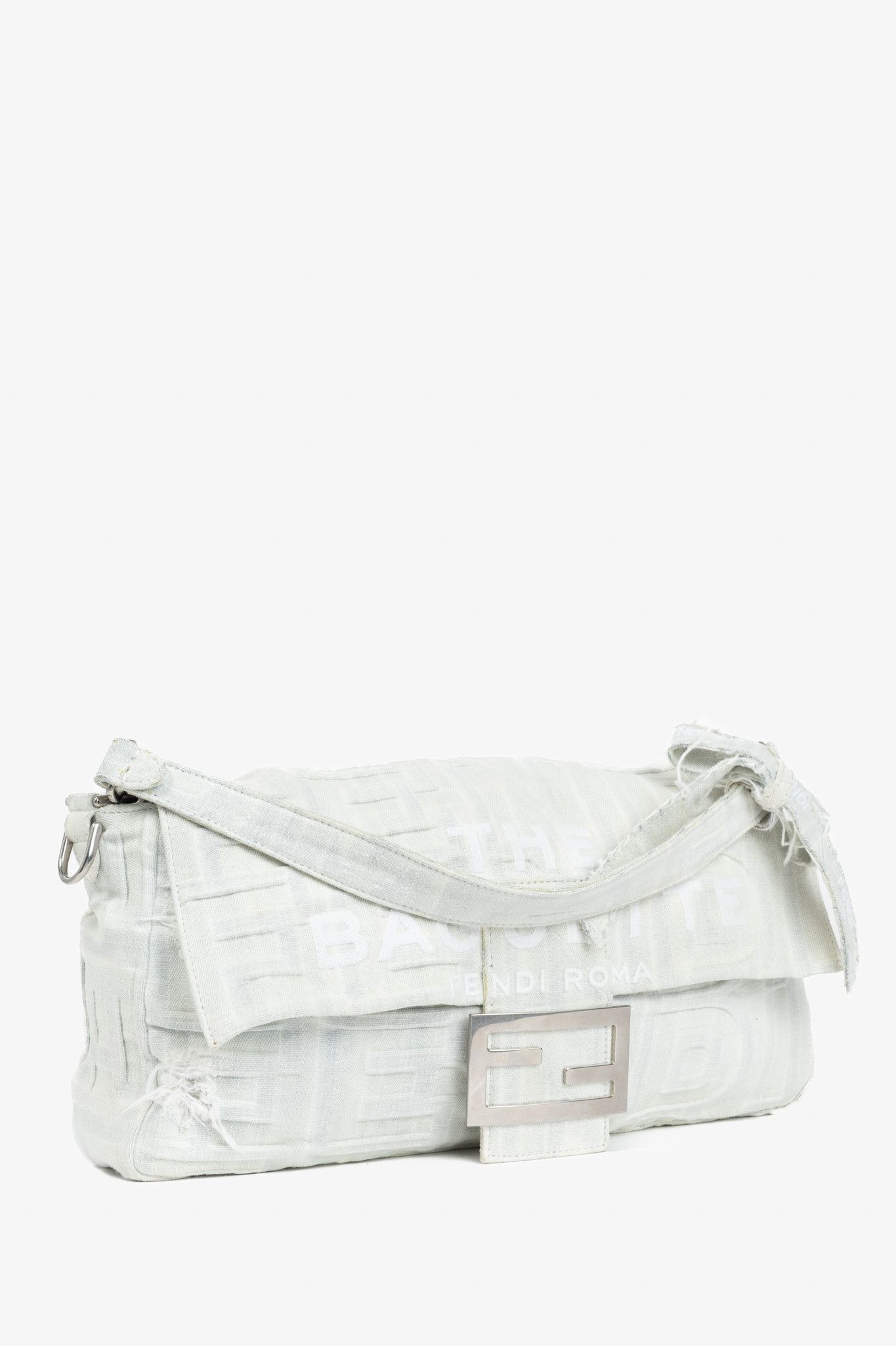 Fendi Fendi by Marc Jacobs Maxi Baguette White Denim Shoulder Bag Size ONE SIZE - 2 Thumbnail