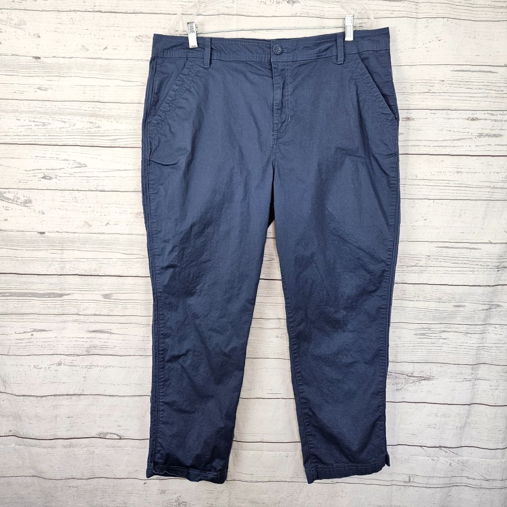 Eddie Bauer VINTAGE? No, but Eddie Bauer Womens Ankle Pants 18 Blue High Rise Cotton Blend Flat Front Regular 26" Inseam Womens Size 40" / US 18 - 2 Thumbnail