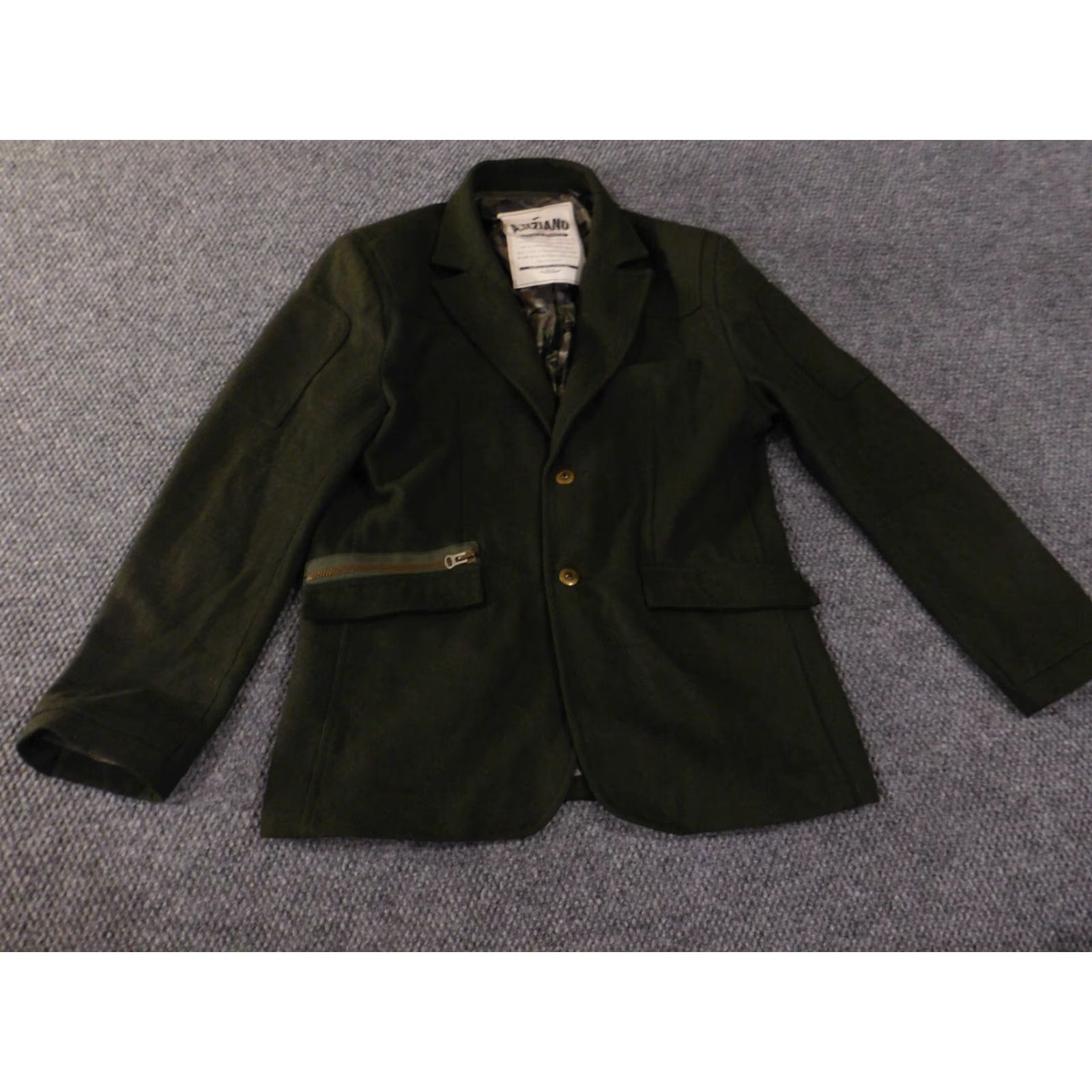 Vintage a tiziano blazer trench coat Men L Green Wool Button Lined Zip Mid-Length Fall Winter Solid Army Vintage No Size 42R - 3 Thumbnail
