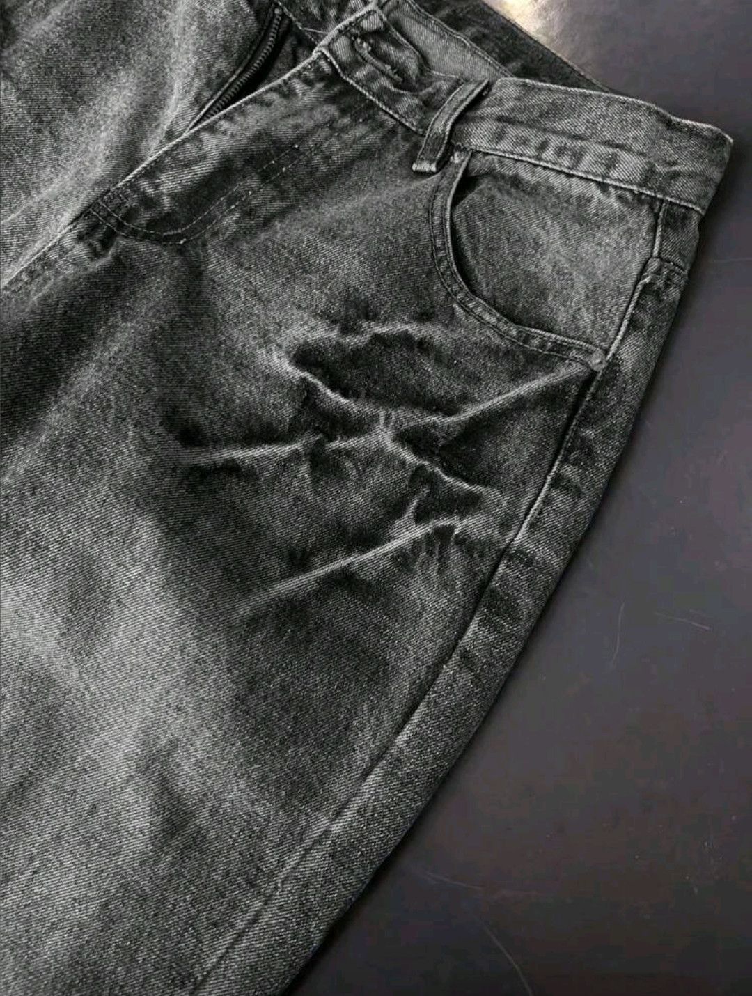 Japanese Brand Lightning Distressed Washed Loose Baggy Jeans Size US 35 - 3 Thumbnail