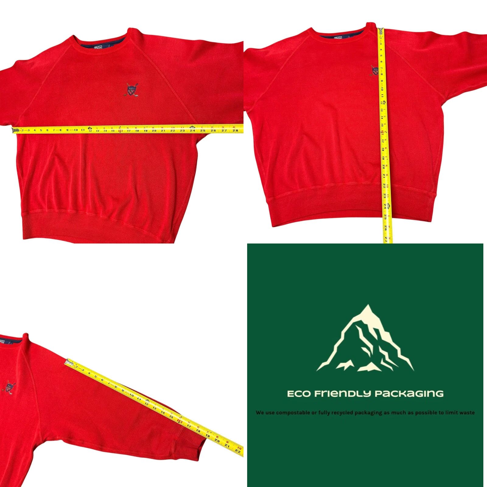 Polo Ralph Lauren VINTAGE Polo Ralph Lauren Sweater Adult L Red 80s Golf Club Crest Mens Size US L / EU 52-54 / 3 - 8 Thumbnail