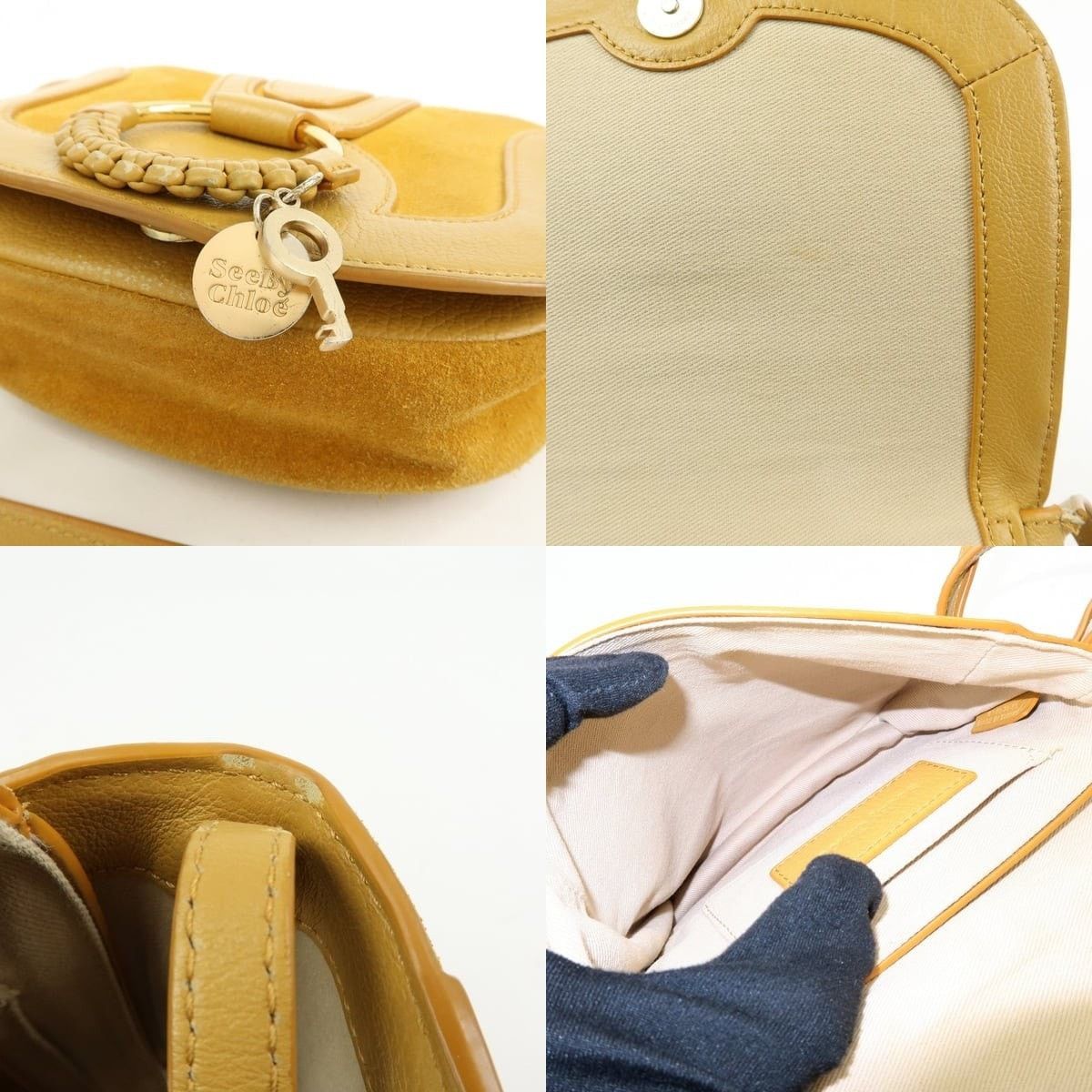 Chloe See by Chloe Joan Suede & Leather Crossbody Bag Yellow Size ONE SIZE - 7 Thumbnail