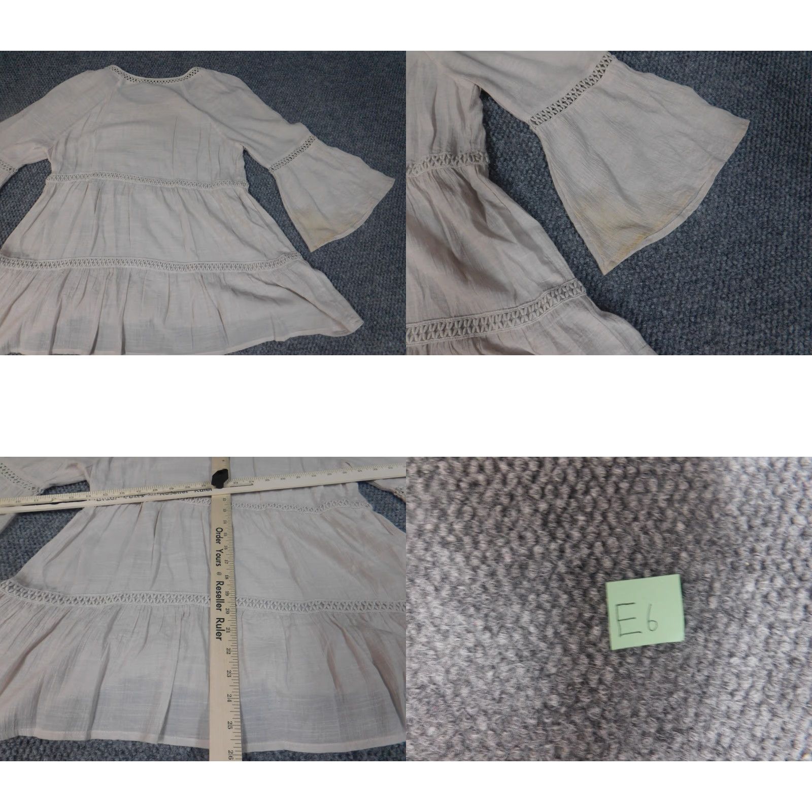 Vintage Spense Blouse Shirt Womens S Beige 3/4 Sleeve Round Neck Pullover Ruffle Bell Stretch Casual Size S / US 4 / IT 40 - 9 Thumbnail