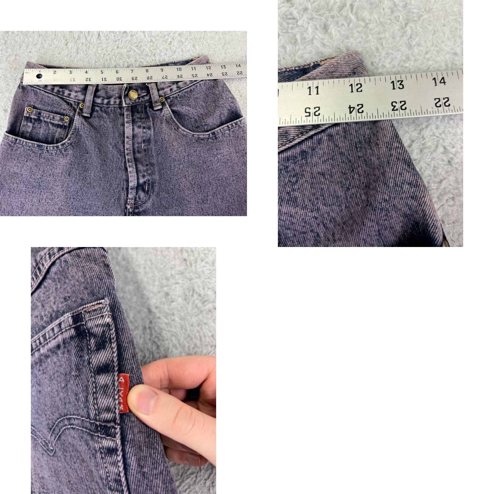 Denime VINTAGE Alkam Jeans Womens Purple Denim 28 80s 90s Hip Hop Button Fly Straight 5-Pocket Design Regular Stretch Cotton Denim Woman Clothes Shoes Size 28" / US 6 / IT 42 - 9 Thumbnail