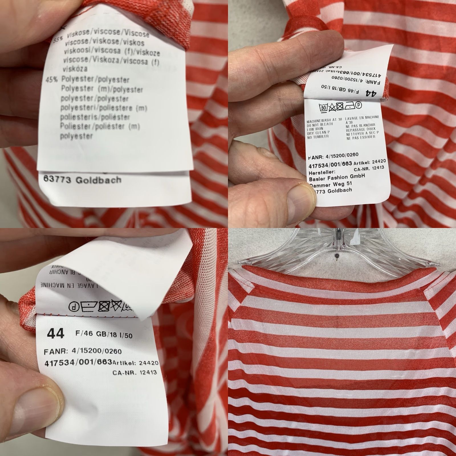 Vintage VINTAGE Basler Blouse Shirt Women L Red & White Striped Sheer Ruffle V-Neck Short Sleeve Lightweight Breathable 90s Art City Casual Womens Size L / US 10 / IT 46 - 9 Thumbnail