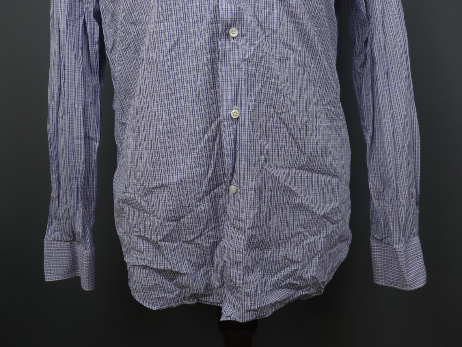 Ermenegildo Zegna Ermenegildo Zegna Blue Check 100% Dress Shirt Size 41 Size 38R - 3 Thumbnail