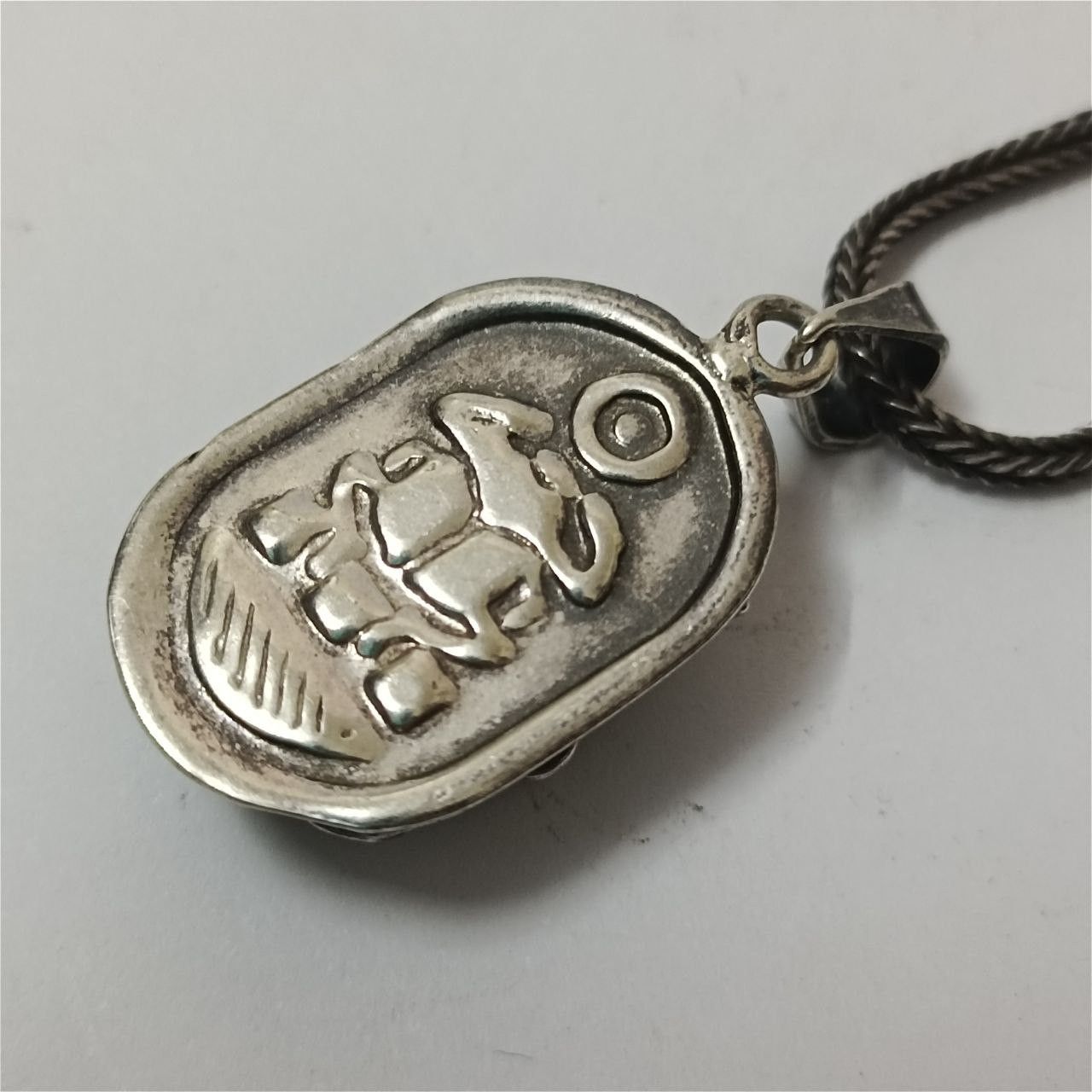 Sterling Silver 925 Silver Scarab Pendant, Egyptian Style, Antique Size ONE SIZE - 5 Thumbnail