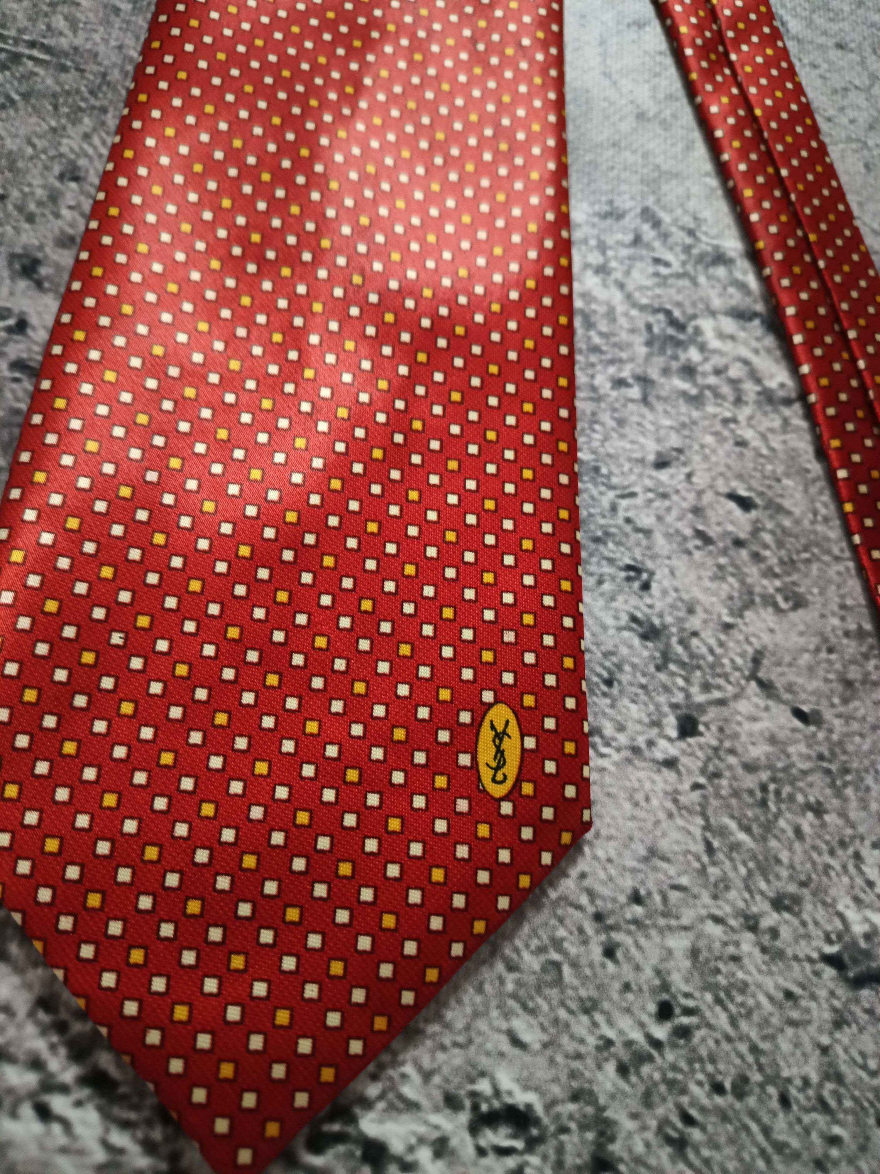 Yves Saint Laurent Yves Saint Laurant YSL Men's Tie Red Silk Necktie Size ONE SIZE - 2 Thumbnail