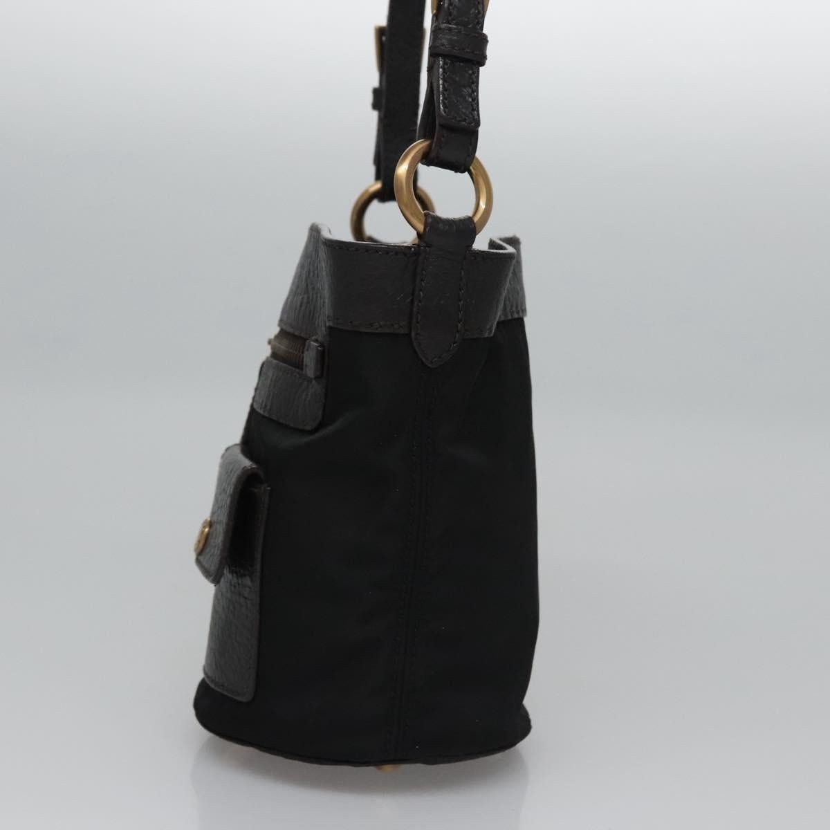Prada PRADA Hand Bag Nylon Leather Black Gold Size ONE SIZE - 4 Thumbnail