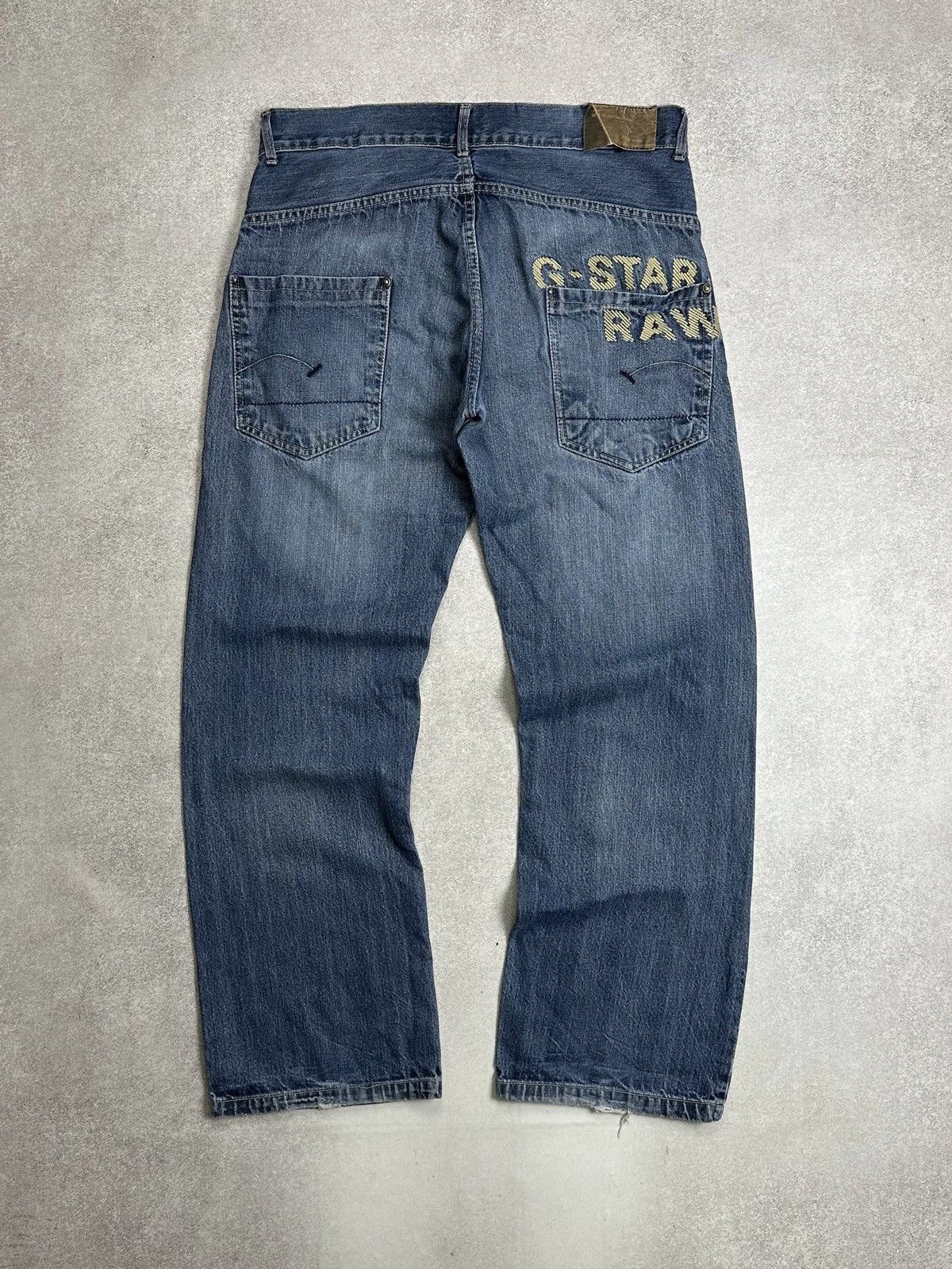 G-Star Vintage G-star RAW Big Logo Embroidery Baggy Jeans 36x33 Size US 36 / EU 52 - 1 Thumbnail